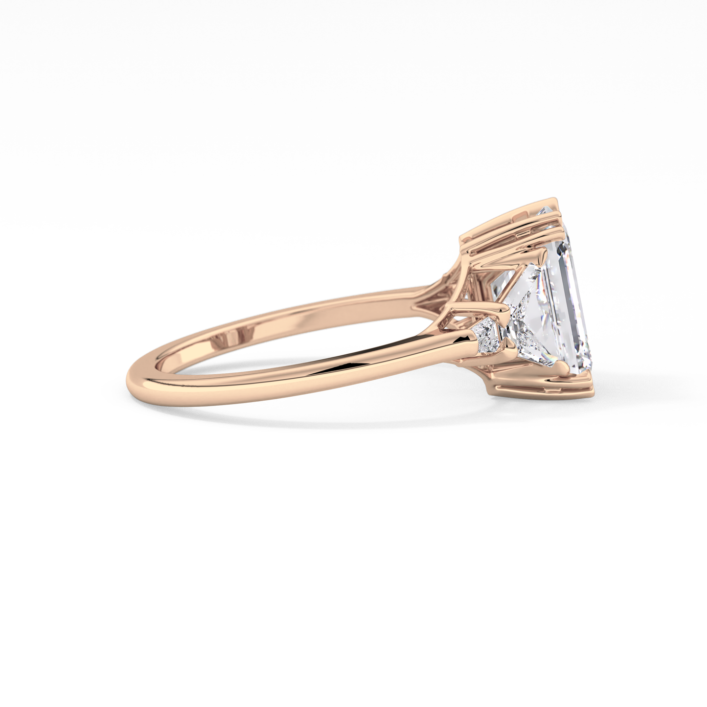 Emerald Cut 1.90 Carat Moissanite Ring – Five Stones Setting in Gold