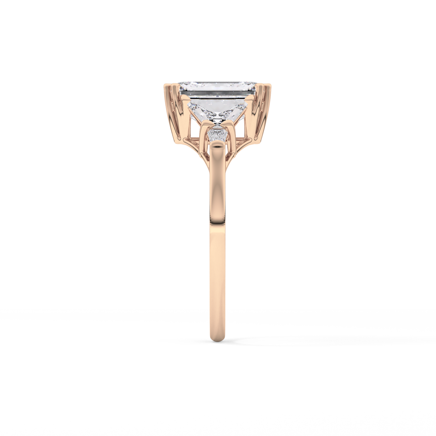 Emerald Cut 1.90 Carat Moissanite Ring – Five Stones Setting in Gold