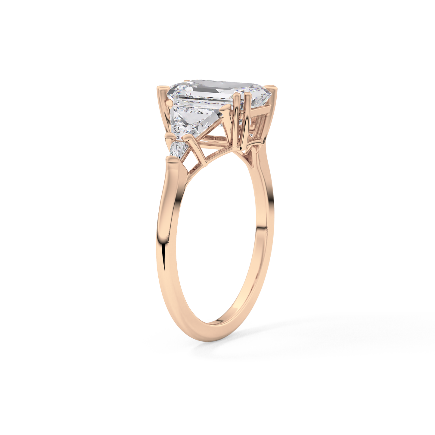 Emerald Cut 1.90 Carat Moissanite Ring – Five Stones Setting in Gold