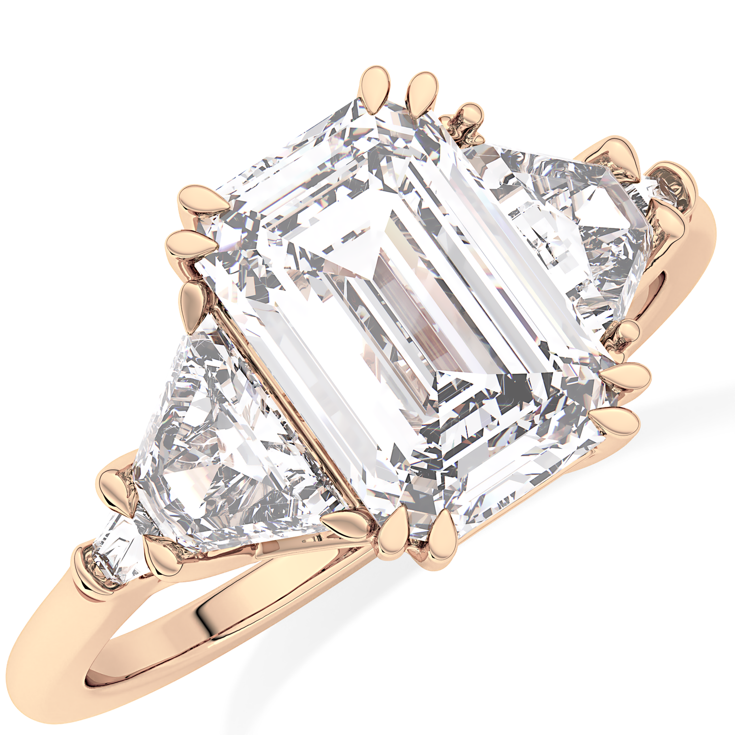 Emerald Cut 1.90 Carat Moissanite Ring – Five Stones Setting in Gold