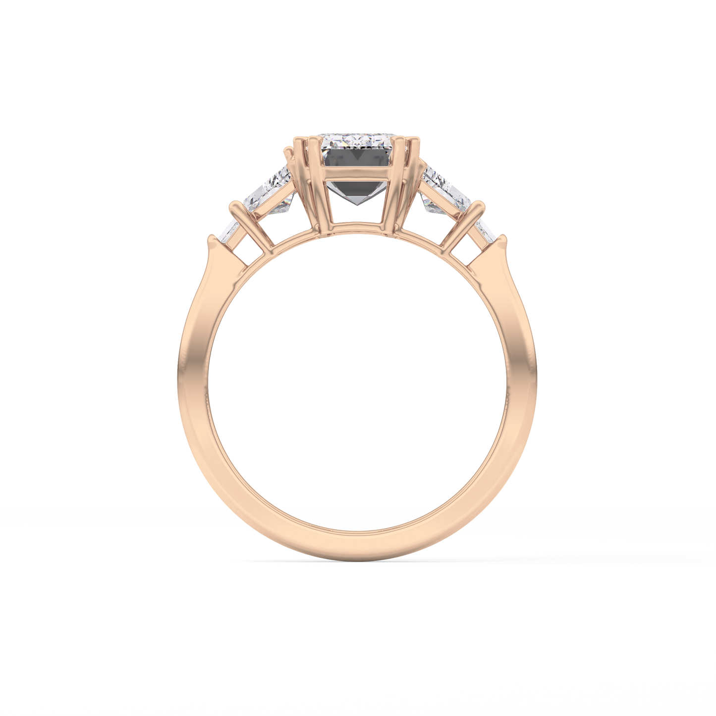 Emerald Cut 1.90 Carat Moissanite Ring – Five Stones Setting in Gold
