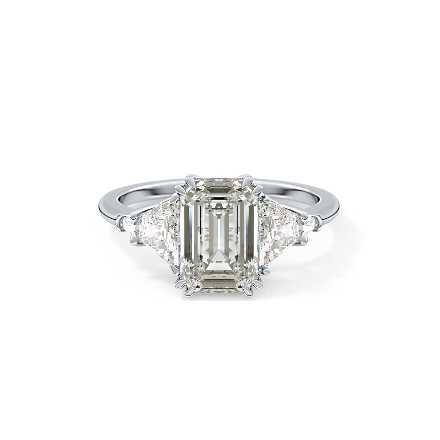 Emerald Cut 1.90 Carat Moissanite Ring – Five Stones Setting in Gold