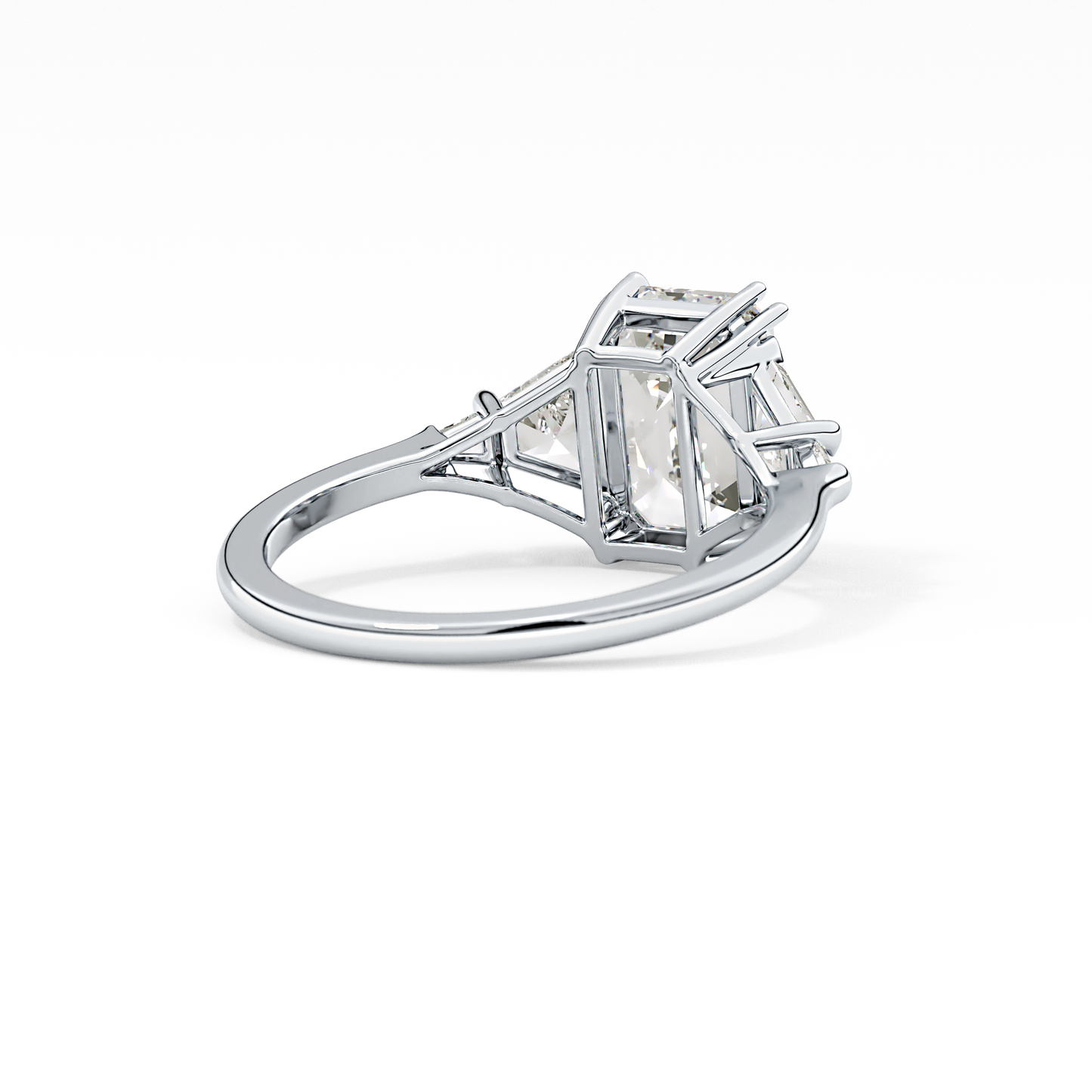 Emerald Cut 1.90 Carat Moissanite Ring – Five Stones Setting in Gold