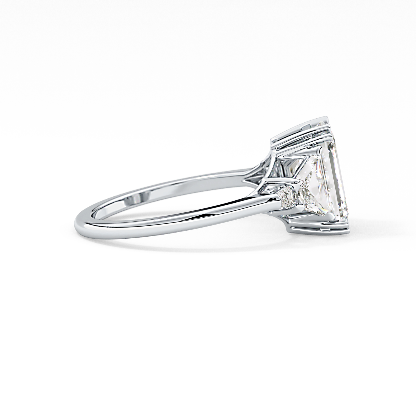 Emerald Cut 1.90 Carat Moissanite Ring – Five Stones Setting in Gold