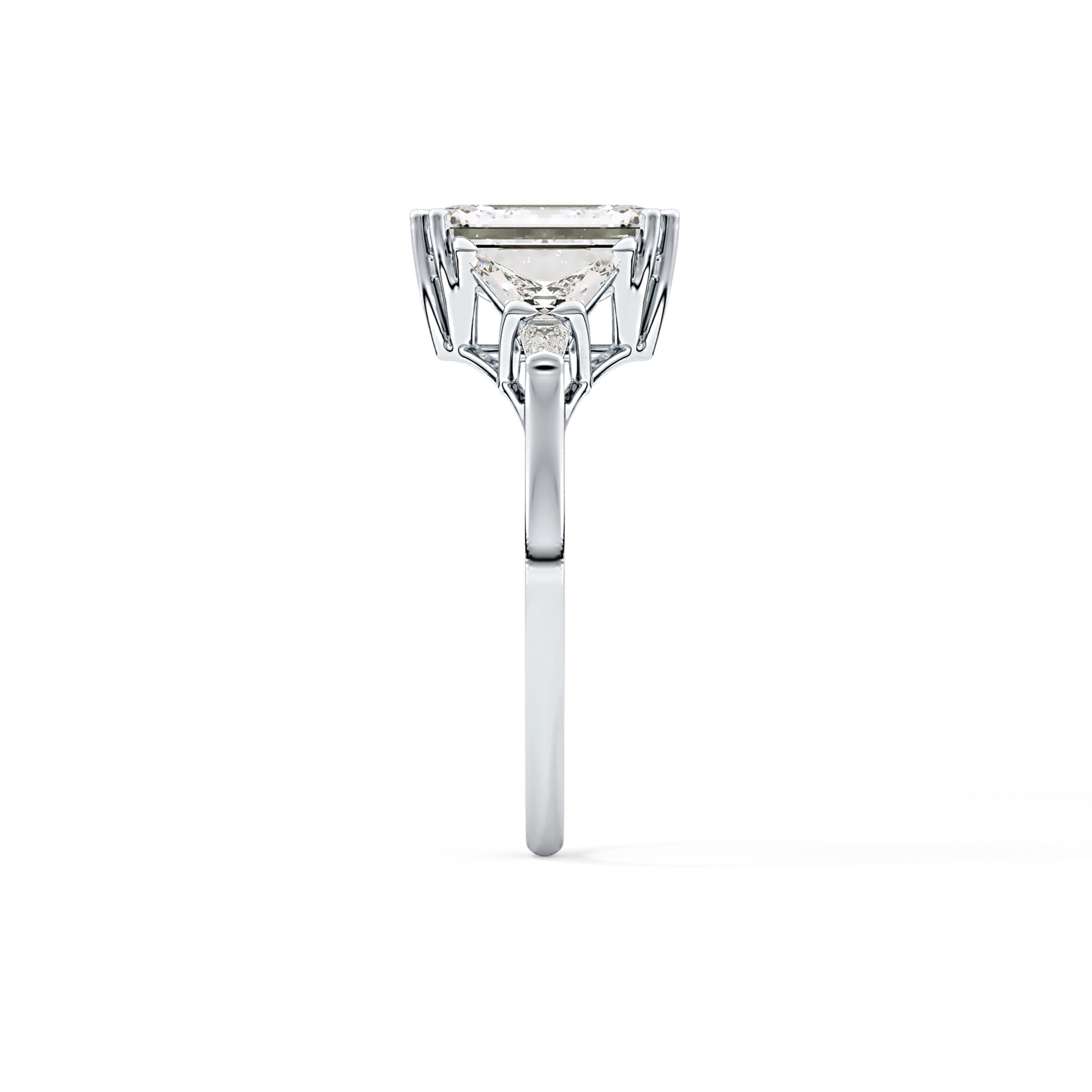 Emerald Cut 1.90 Carat Moissanite Ring – Five Stones Setting in Gold