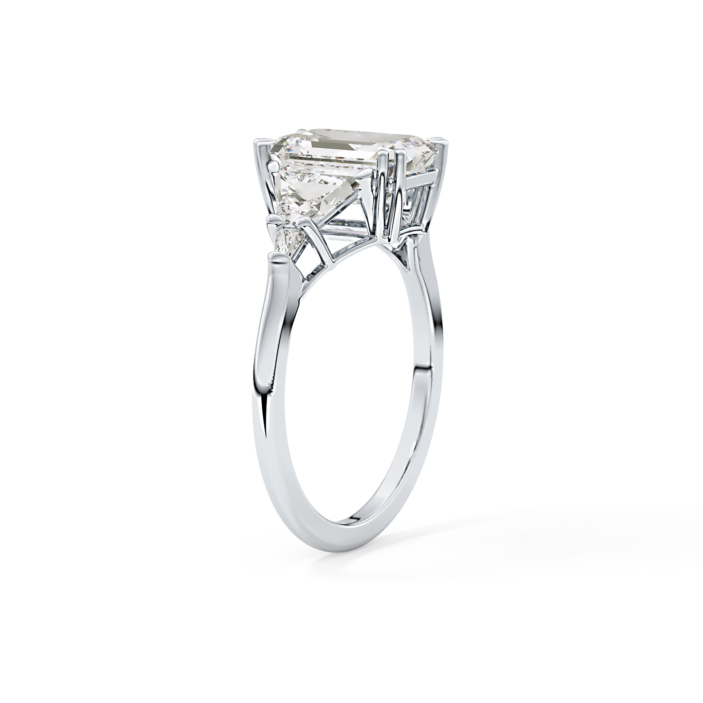 Emerald Cut 1.90 Carat Moissanite Ring – Five Stones Setting in Gold