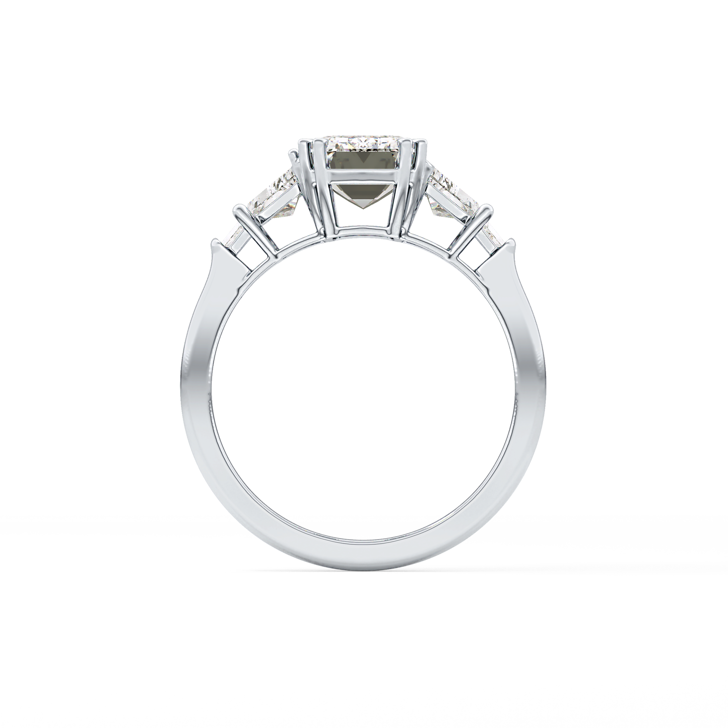 Emerald Cut 1.90 Carat Moissanite Ring – Five Stones Setting in Gold