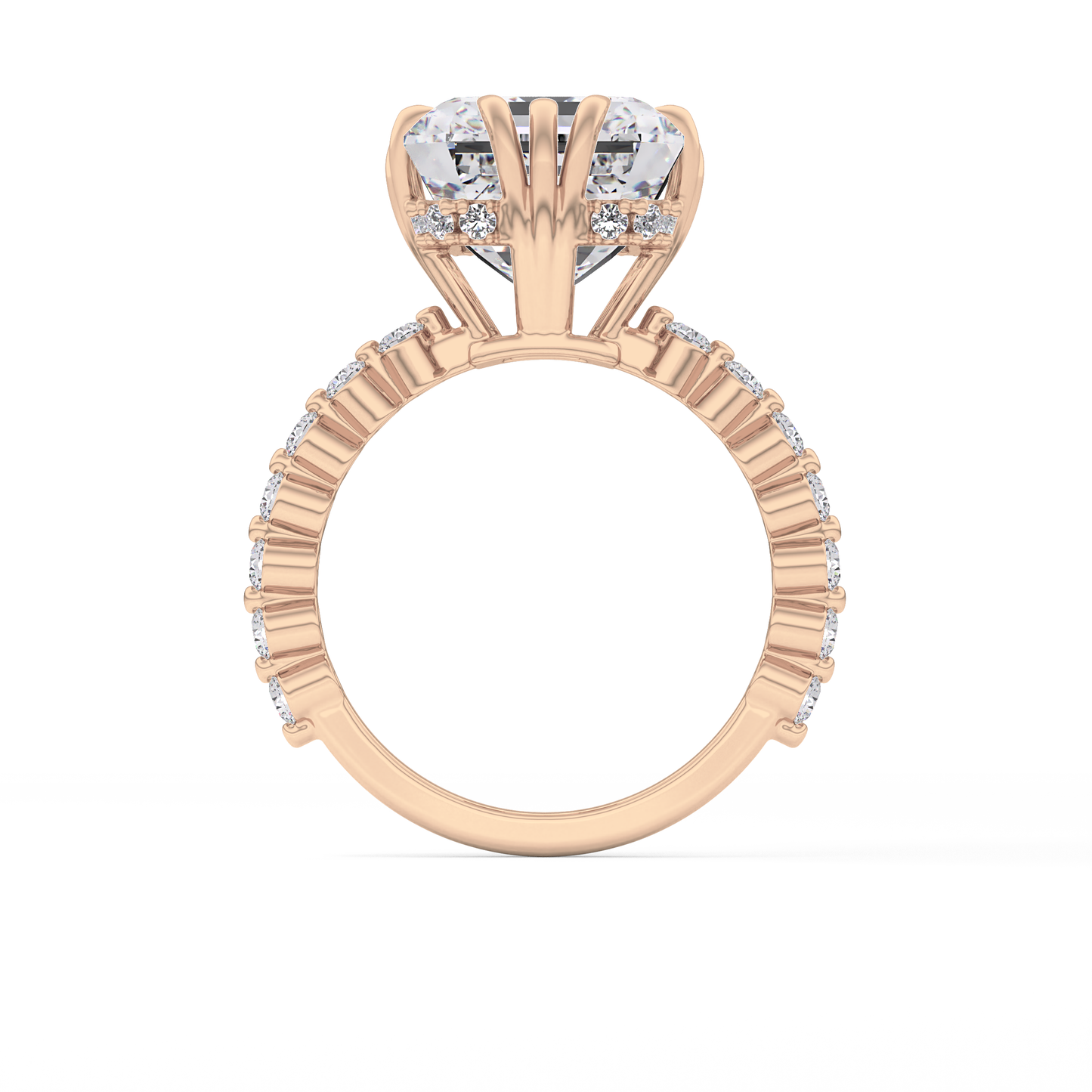 Emerald Cut 7.74 Carat Moissanite Ring – Hidden Halo & Pave Setting in Gold