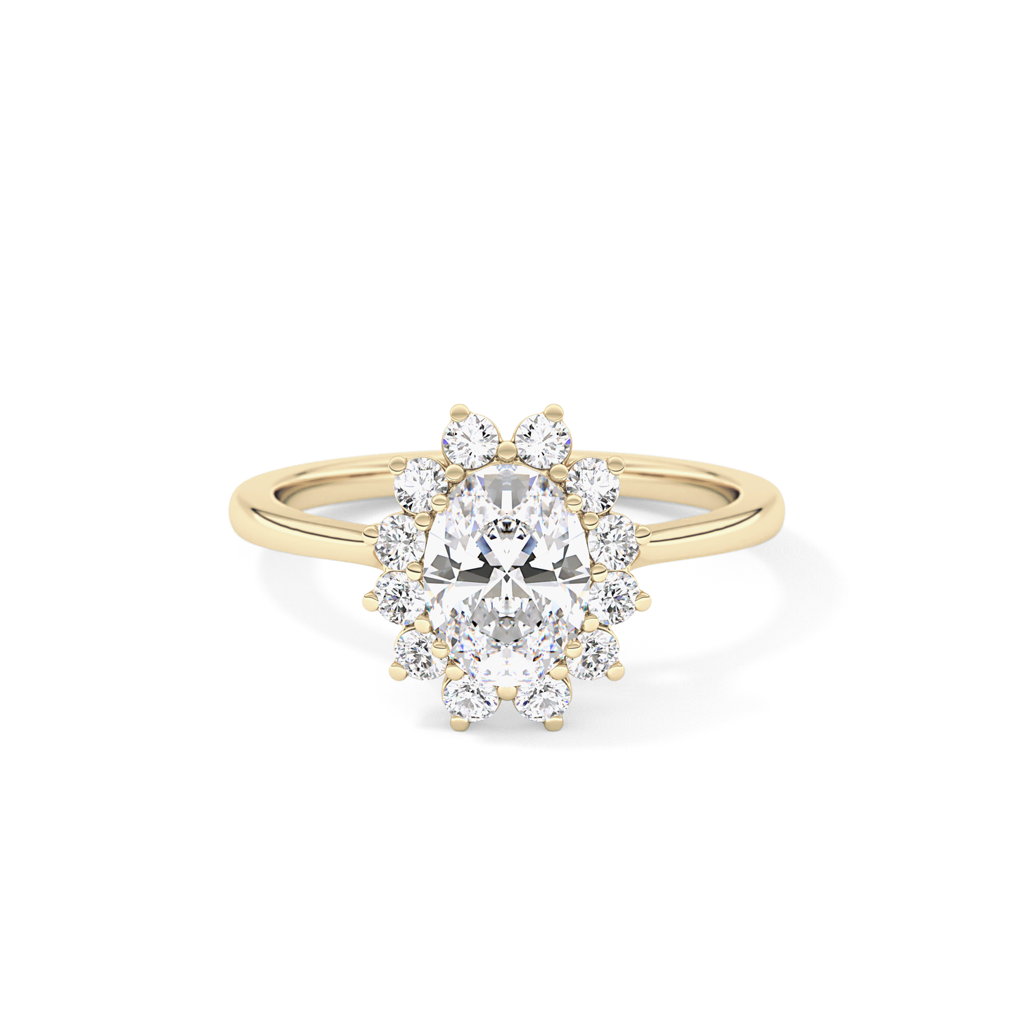 Oval Cut 0.91 Carat Moissanite Ring – Halo Setting in Gold