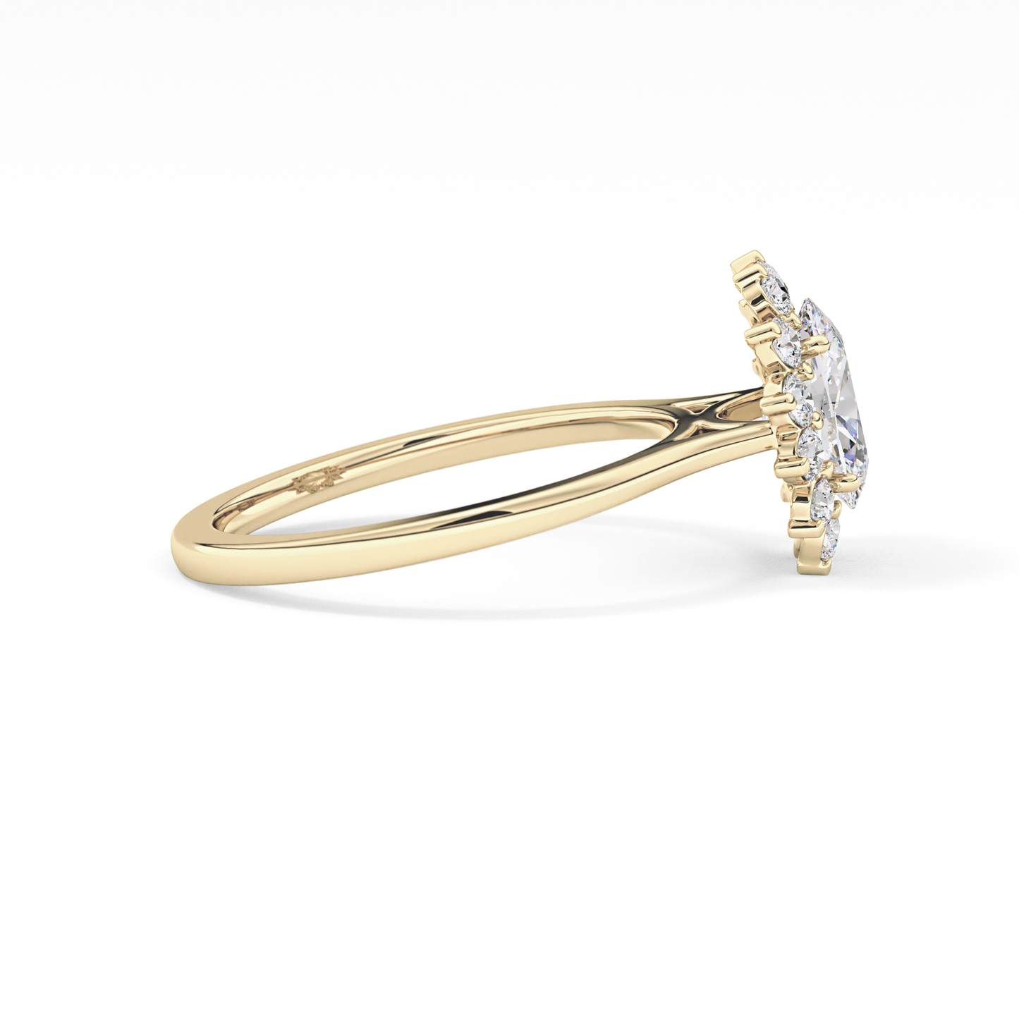 Oval Cut 0.91 Carat Moissanite Ring – Halo Setting in Gold