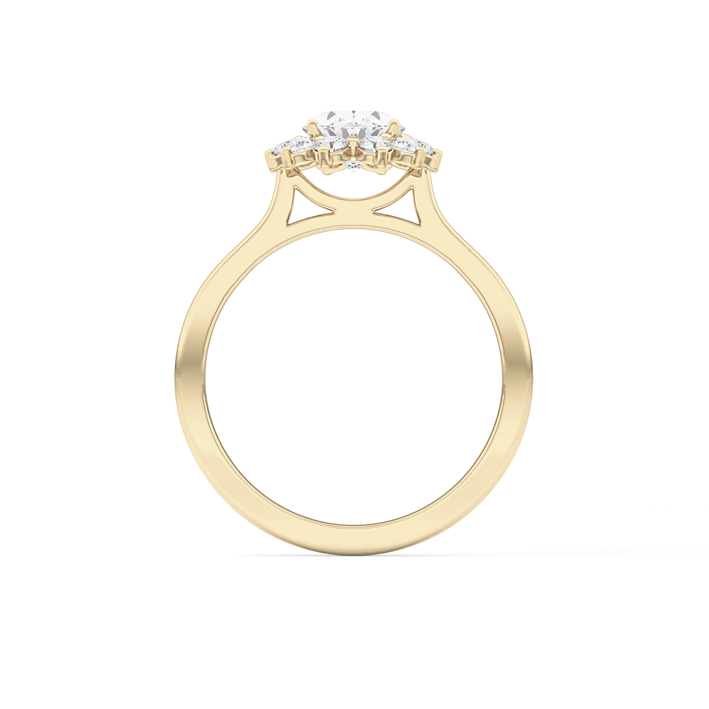 Oval Cut 0.91 Carat Moissanite Ring – Halo Setting in Gold
