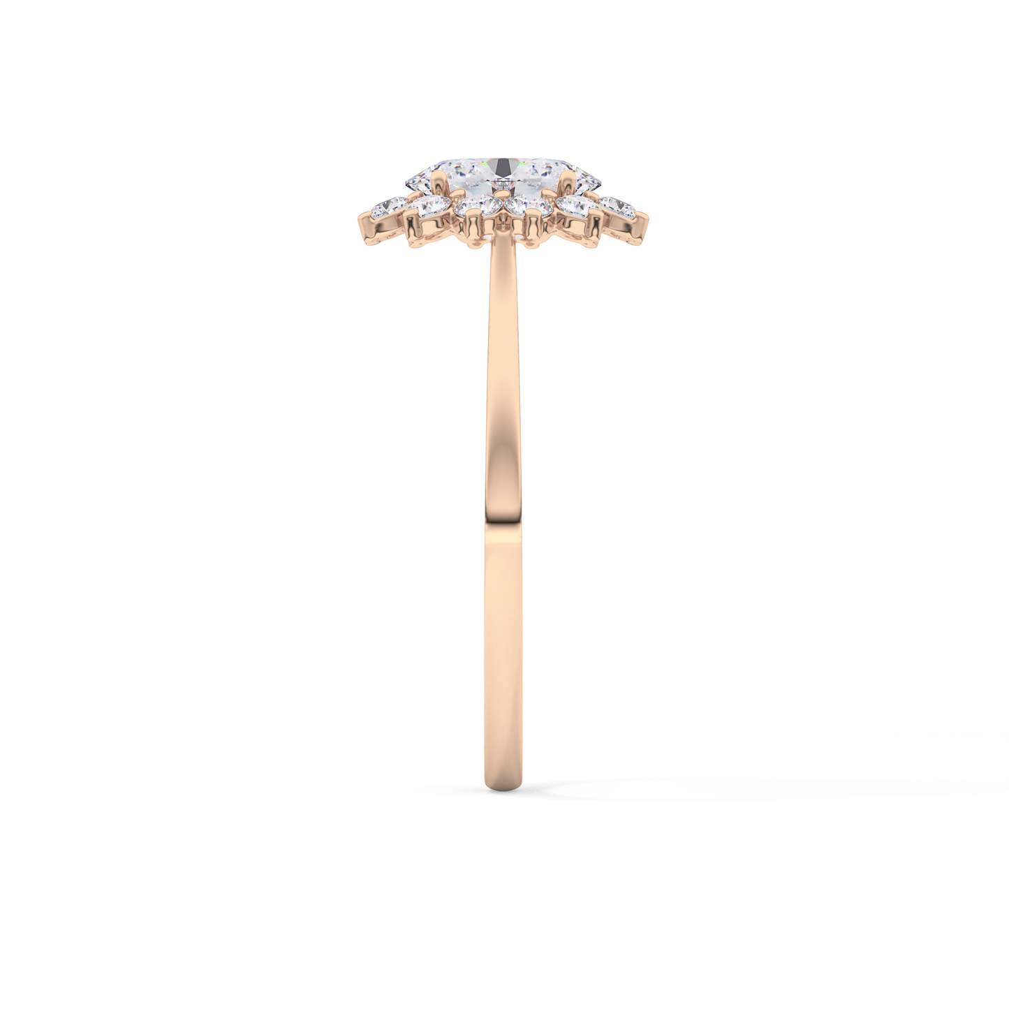 Oval Cut 0.91 Carat Moissanite Ring – Halo Setting in Gold