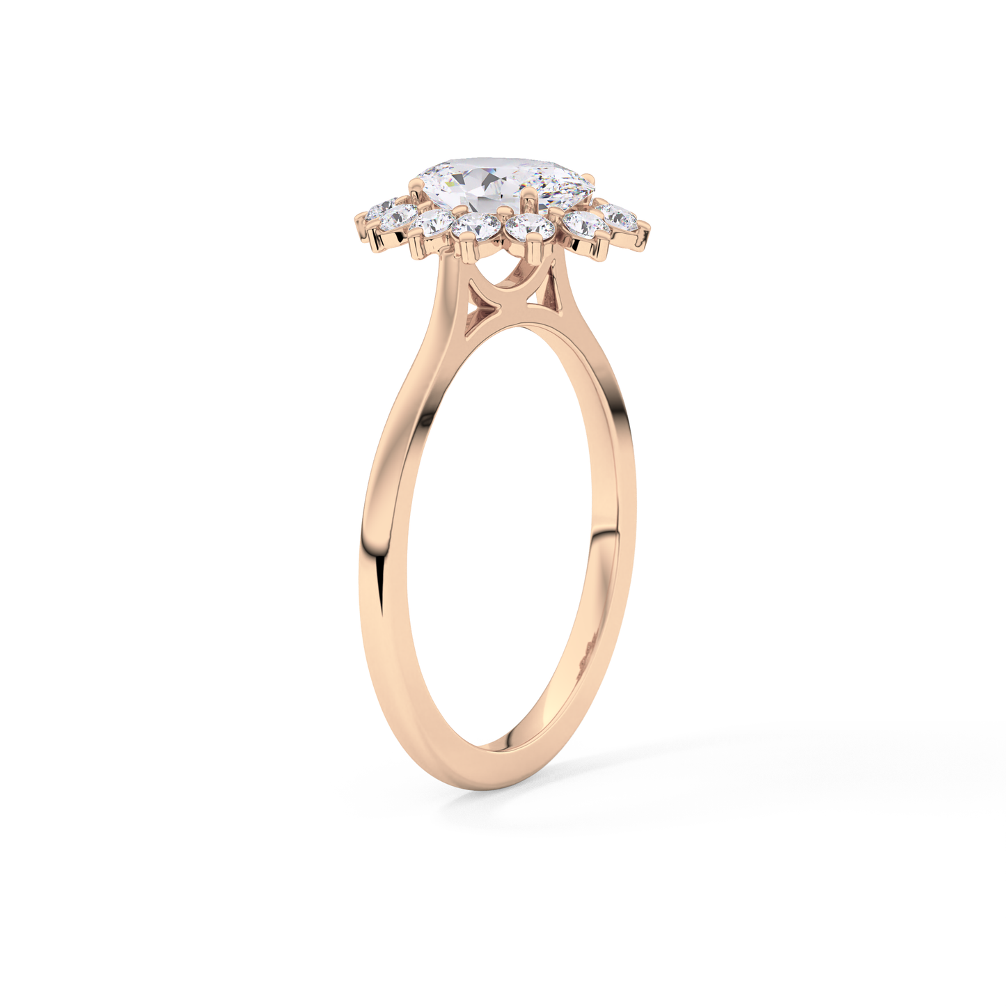 Oval Cut 0.91 Carat Moissanite Ring – Halo Setting in Gold