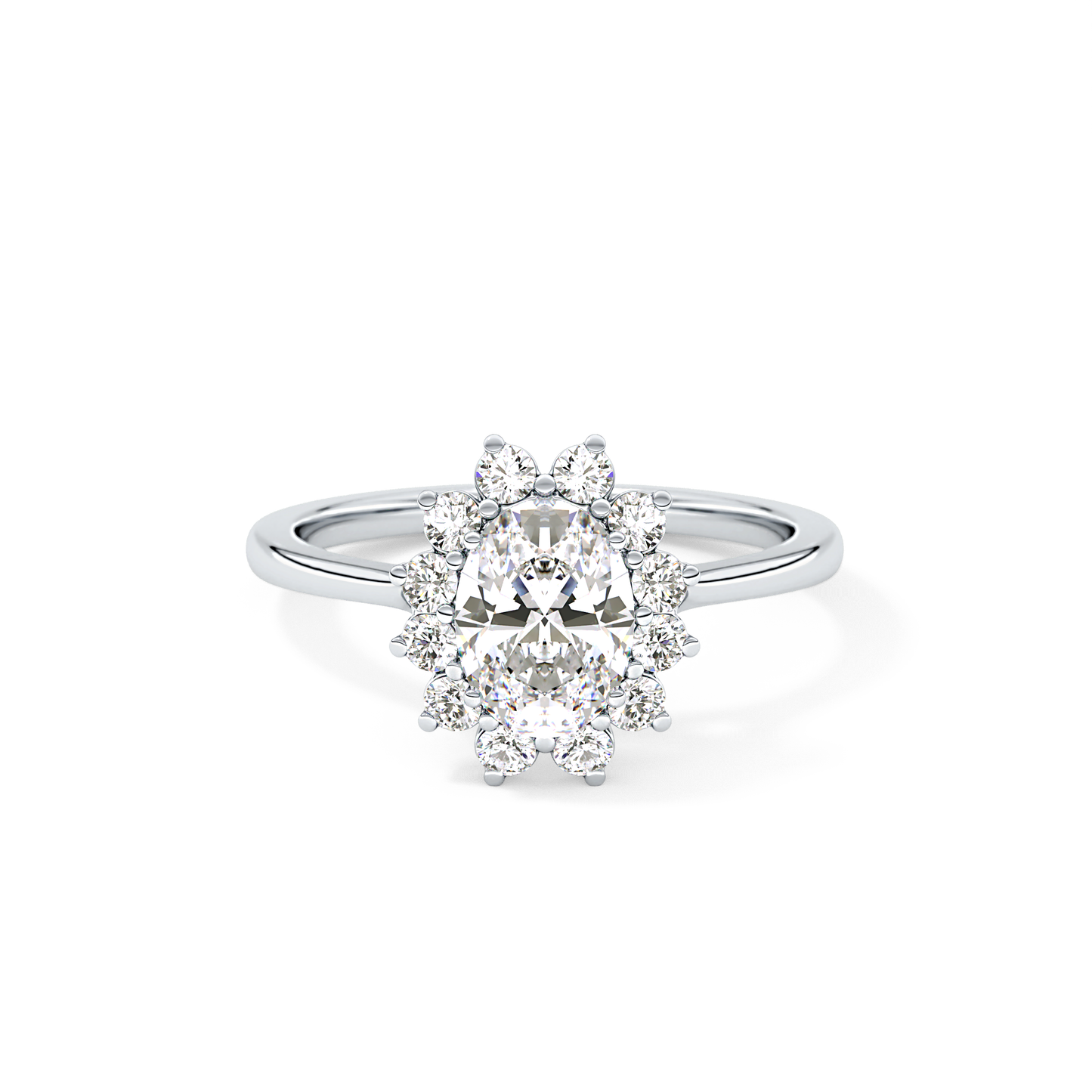 Oval Cut 0.91 Carat Moissanite Ring – Halo Setting in Gold