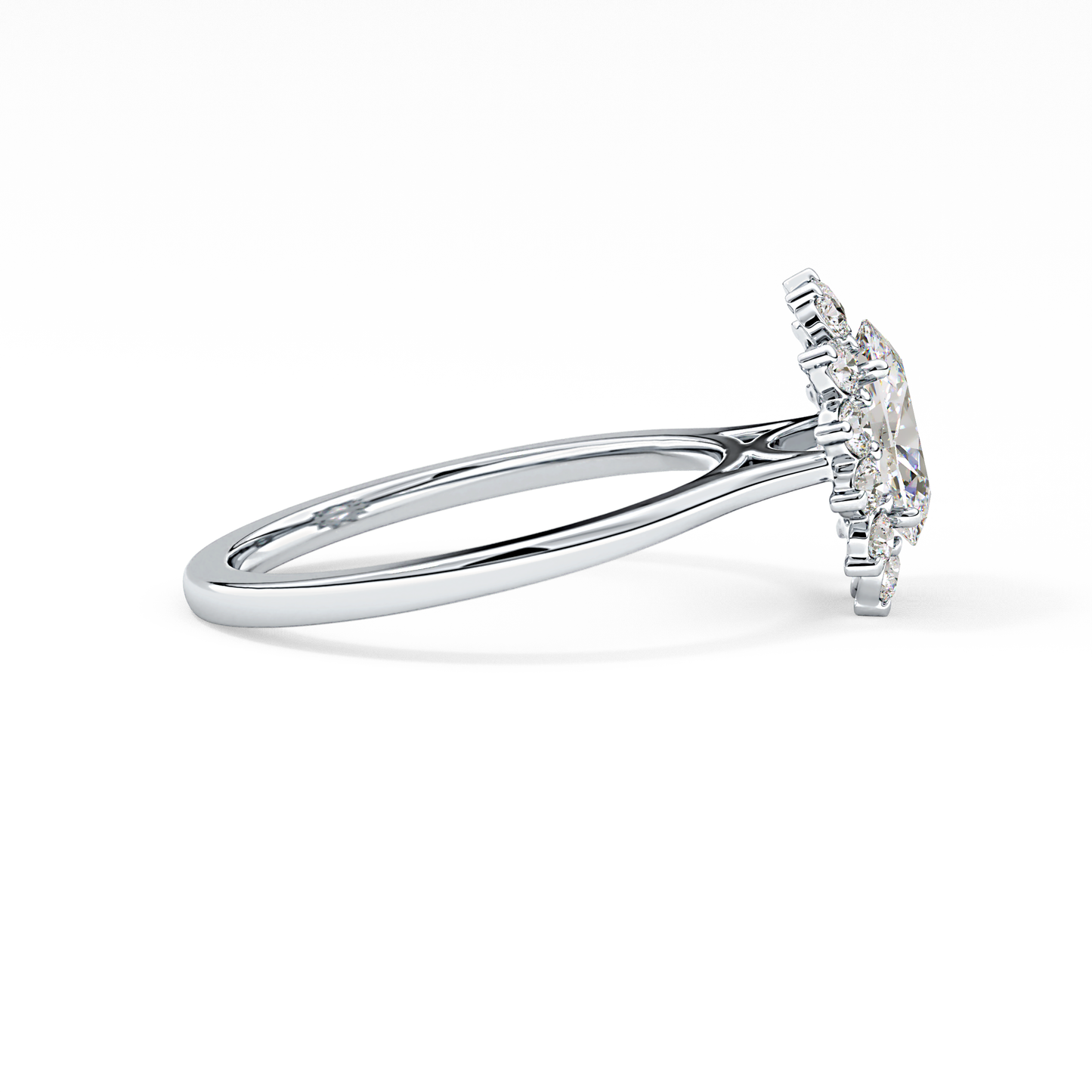 Oval Cut 0.91 Carat Moissanite Ring – Halo Setting in Gold