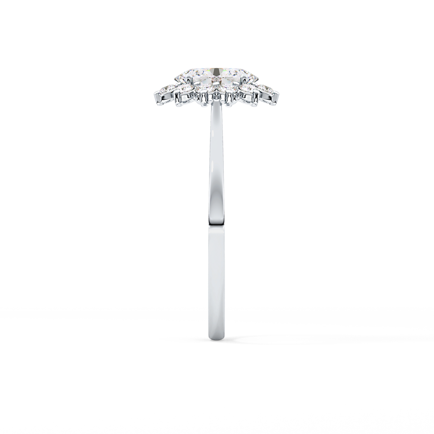 Oval Cut 0.91 Carat Moissanite Ring – Halo Setting in Gold