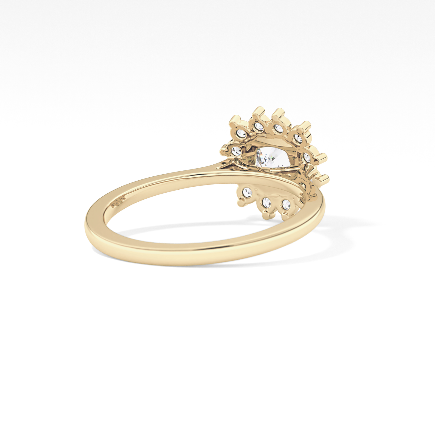 Cushion Cut 0.86 Carat Moissanite Ring – Halo Setting in Gold