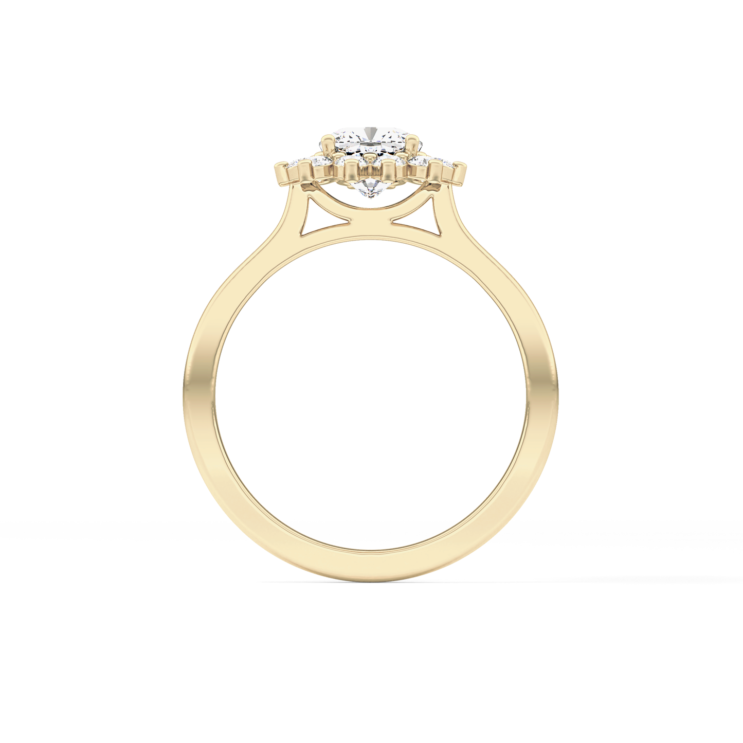Cushion Cut 0.86 Carat Moissanite Ring – Halo Setting in Gold