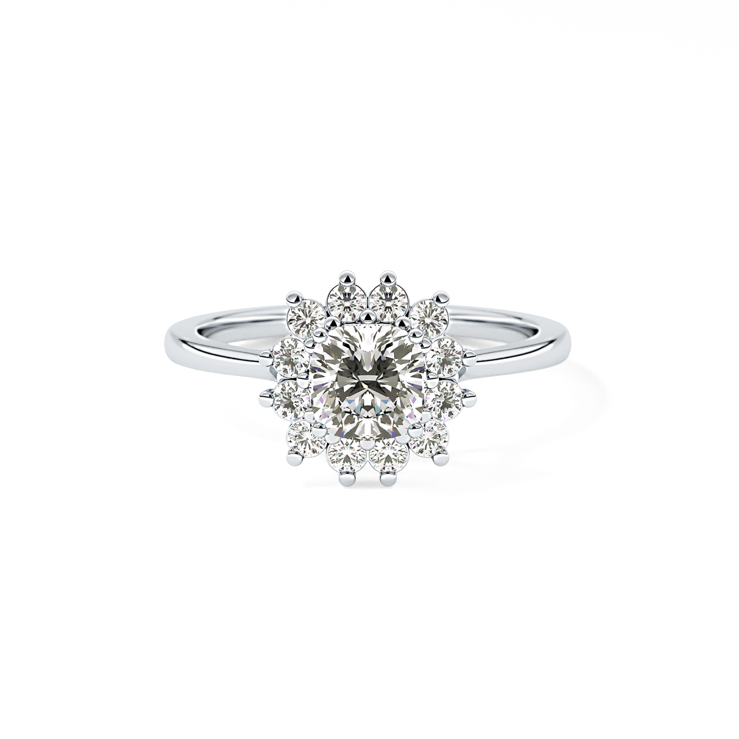 Cushion Cut 0.86 Carat Moissanite Ring – Halo Setting in Gold