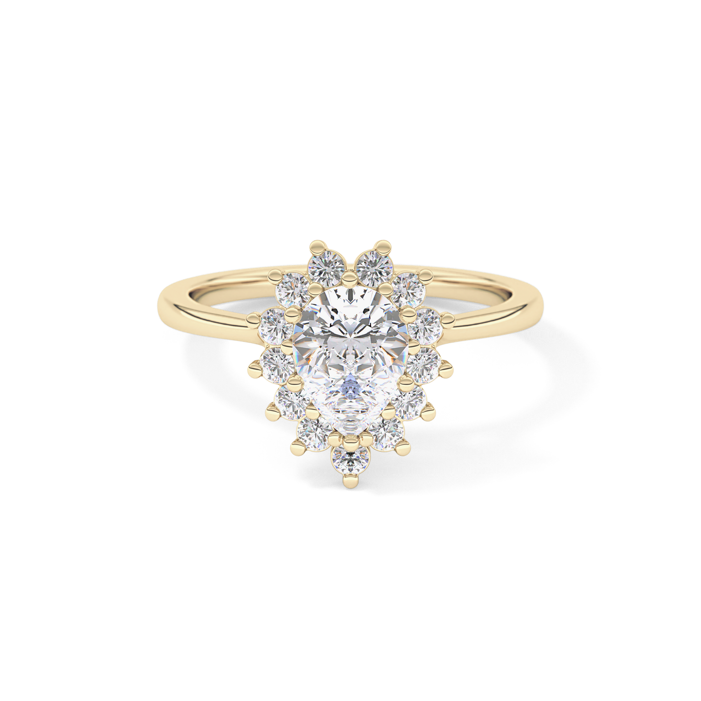 Pear Cut 0.81 Carat Moissanite Ring – Halo Setting in Gold