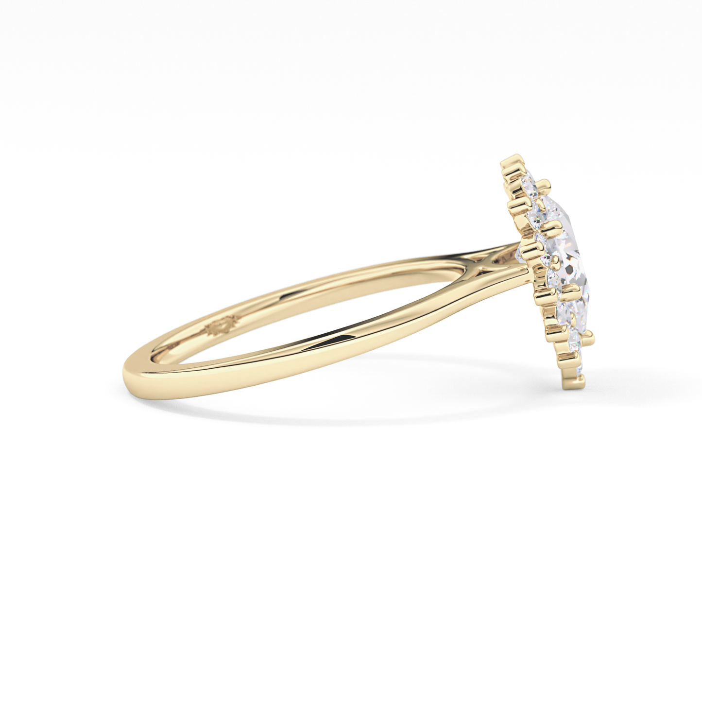 Pear Cut 0.81 Carat Moissanite Ring – Halo Setting in Gold