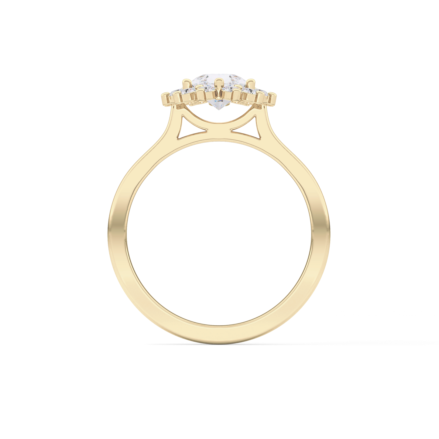 Pear Cut 0.81 Carat Moissanite Ring – Halo Setting in Gold