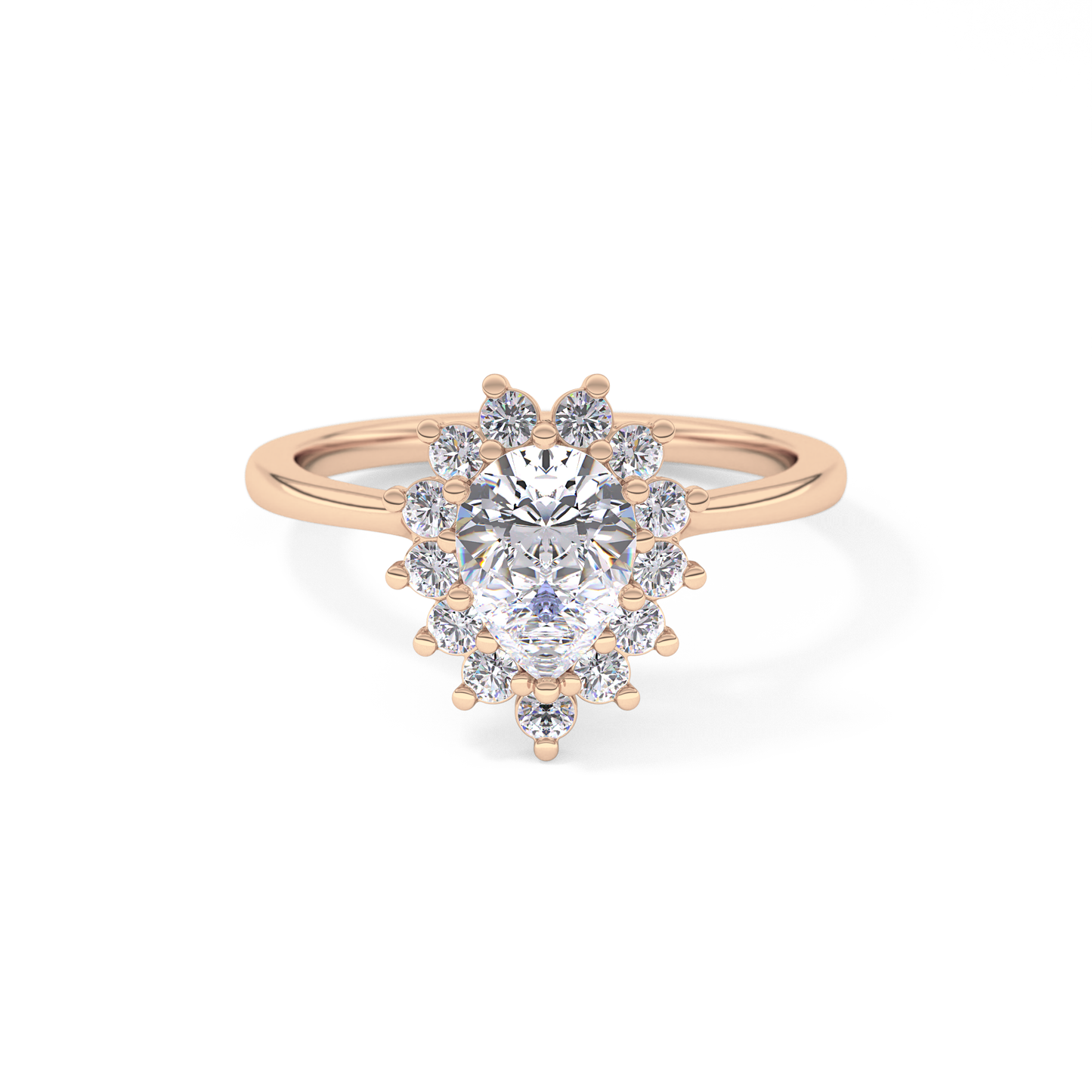 Pear Cut 0.81 Carat Moissanite Ring – Halo Setting in Gold