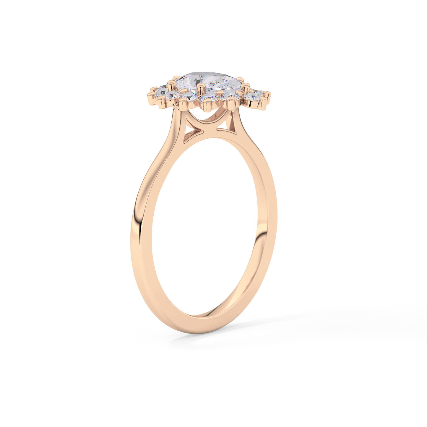 Pear Cut 0.81 Carat Moissanite Ring – Halo Setting in Gold