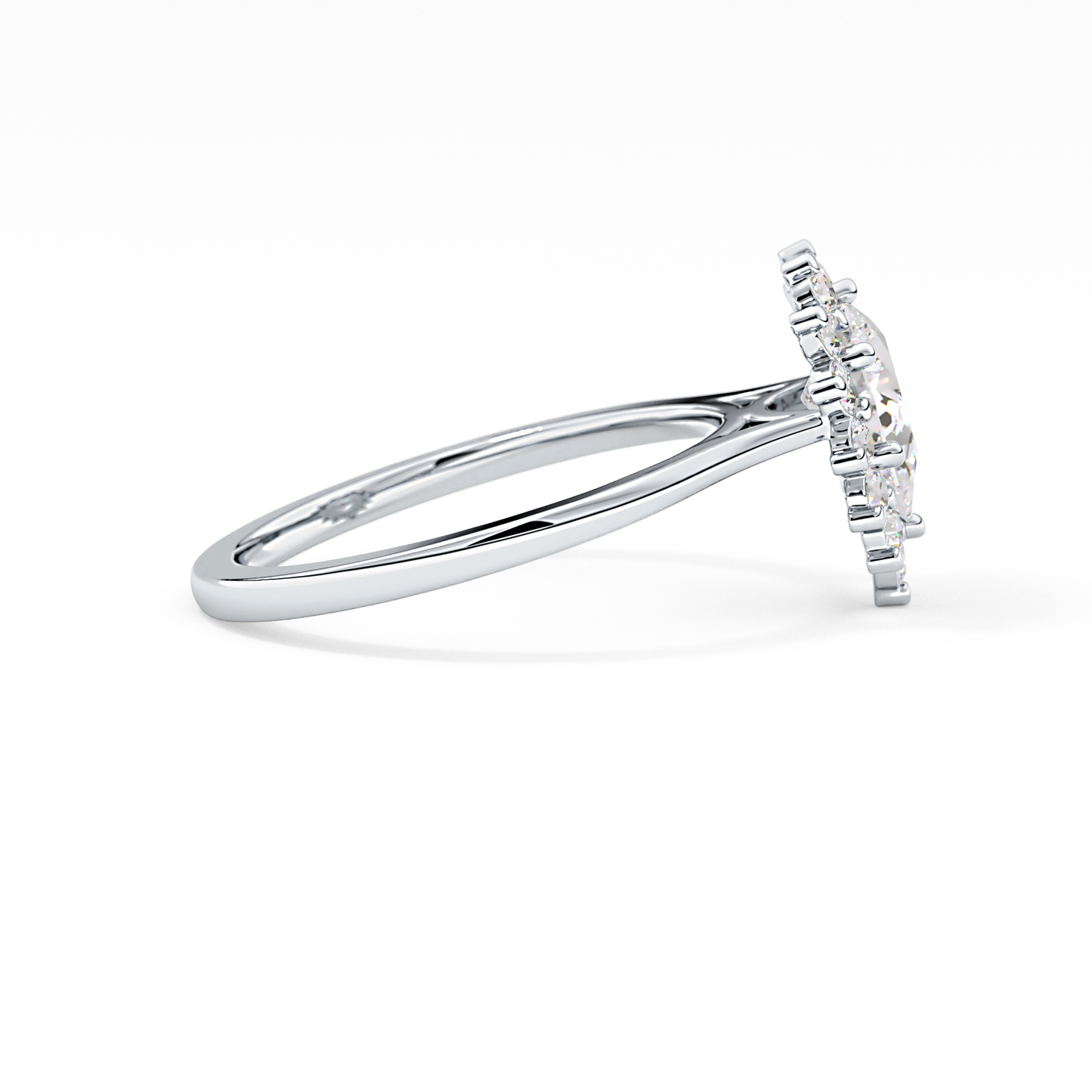 Pear Cut 0.81 Carat Moissanite Ring – Halo Setting in Gold
