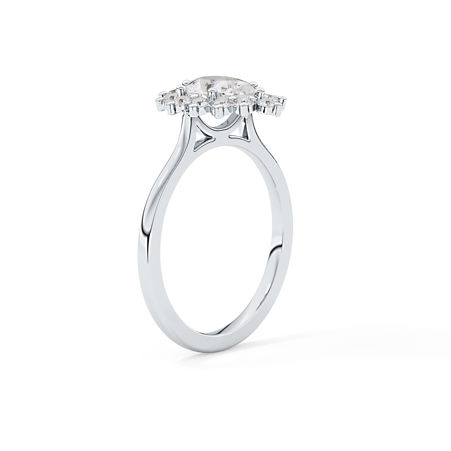Pear Cut 0.81 Carat Moissanite Ring – Halo Setting in Gold