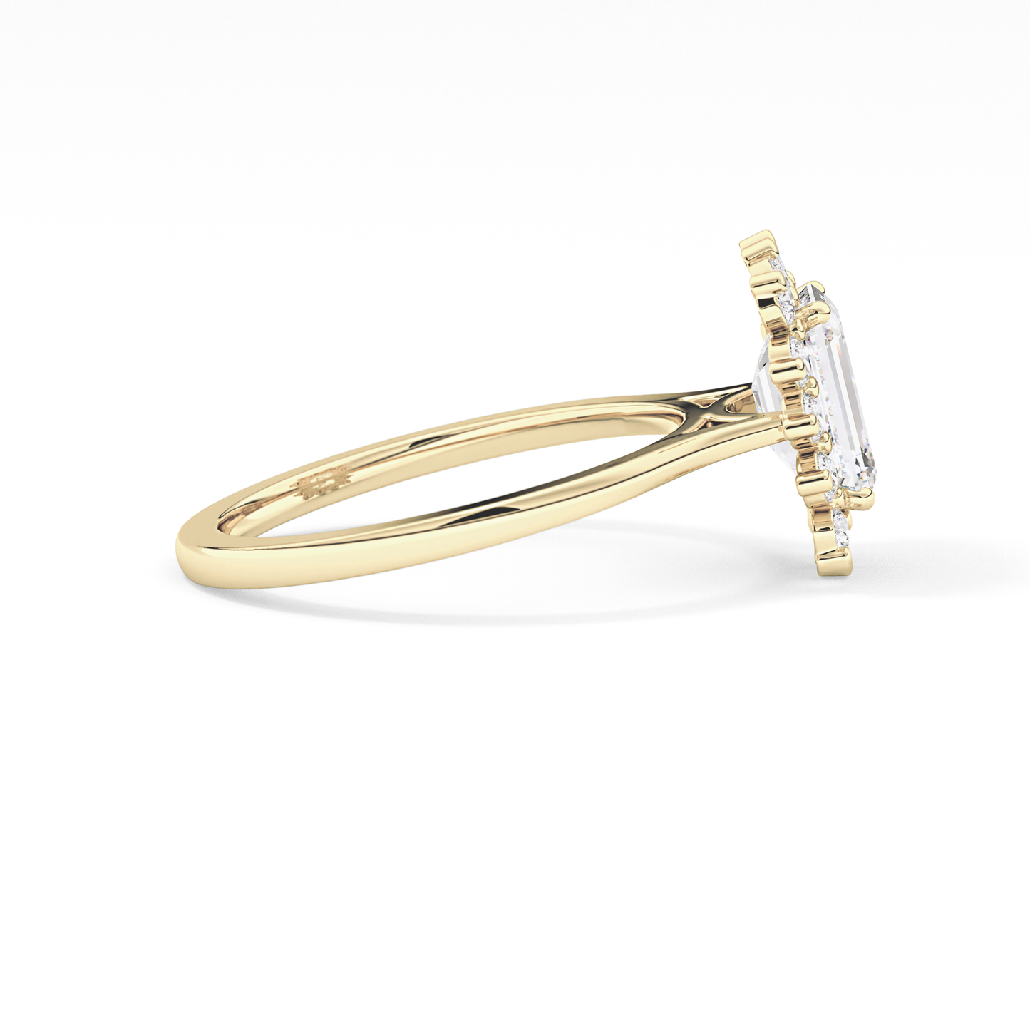 Emerald Cut 1.31 Carat Moissanite Ring – Halo Setting in Gold