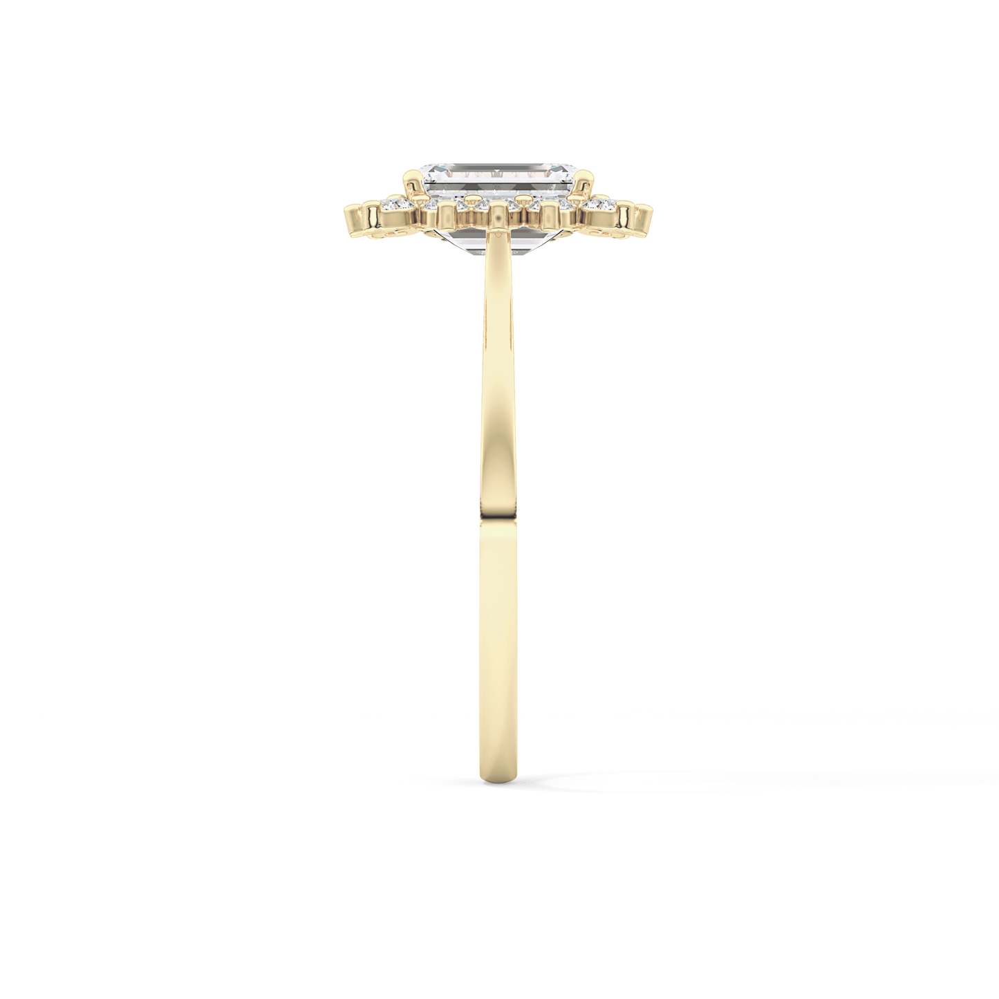 Emerald Cut 1.31 Carat Moissanite Ring – Halo Setting in Gold