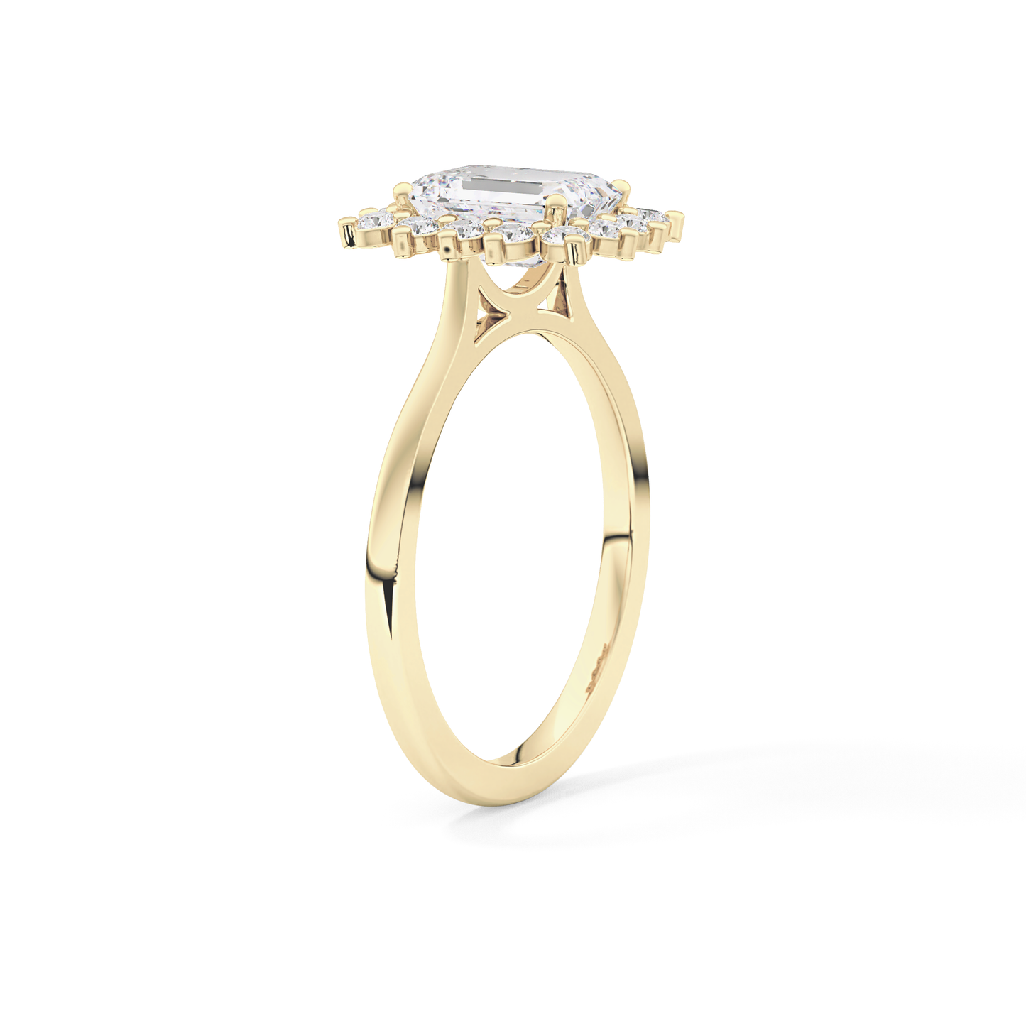 Emerald Cut 1.31 Carat Moissanite Ring – Halo Setting in Gold