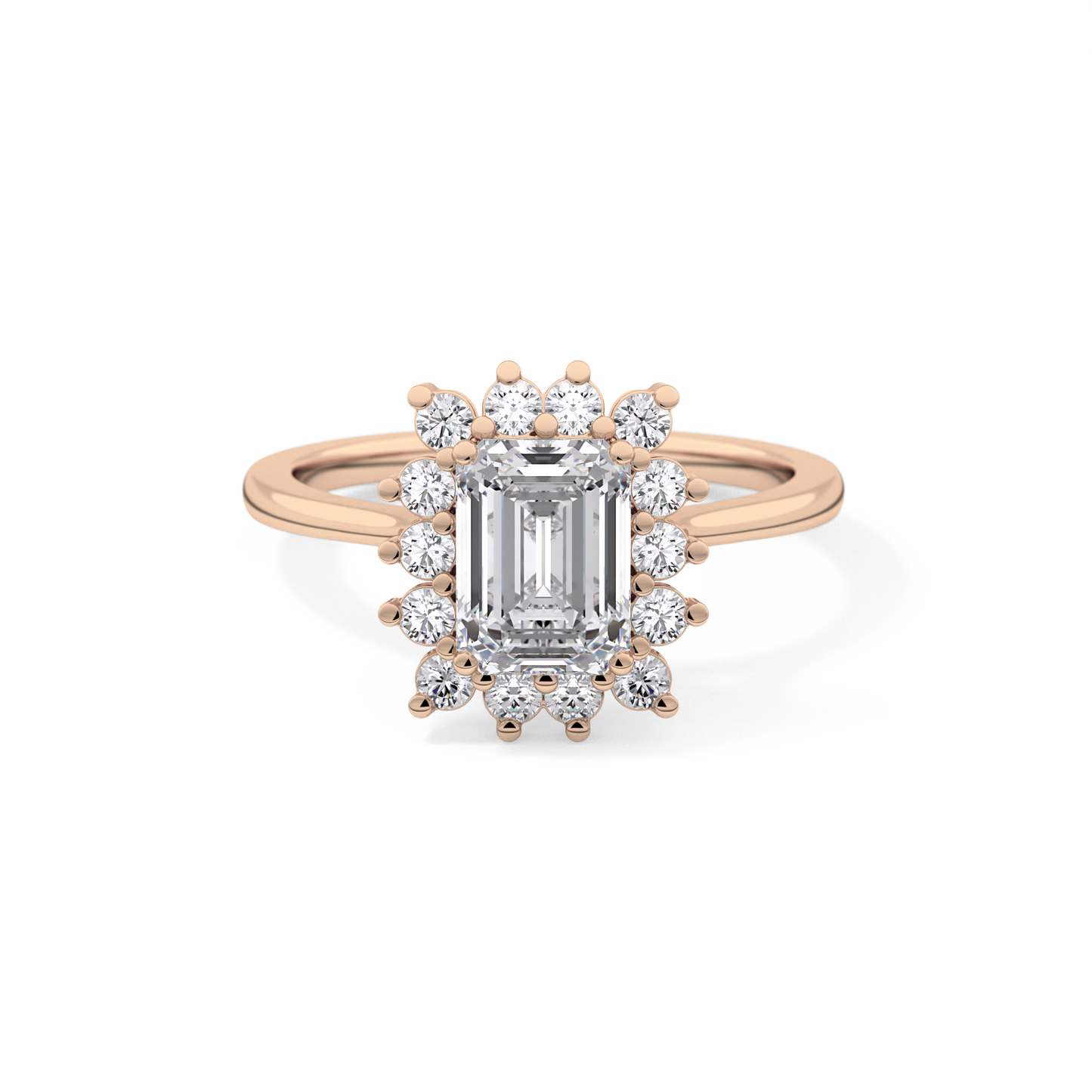Emerald Cut 1.31 Carat Moissanite Ring – Halo Setting in Gold