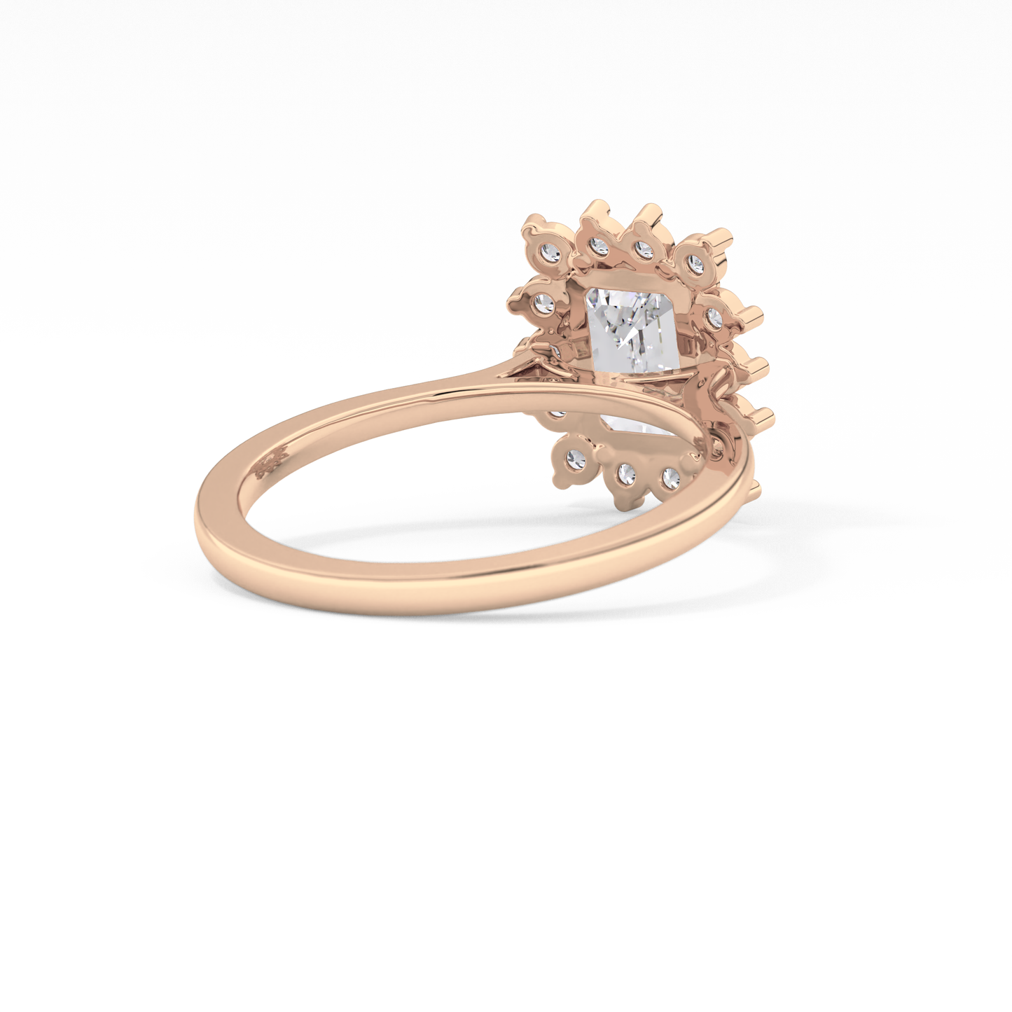 Emerald Cut 1.31 Carat Moissanite Ring – Halo Setting in Gold