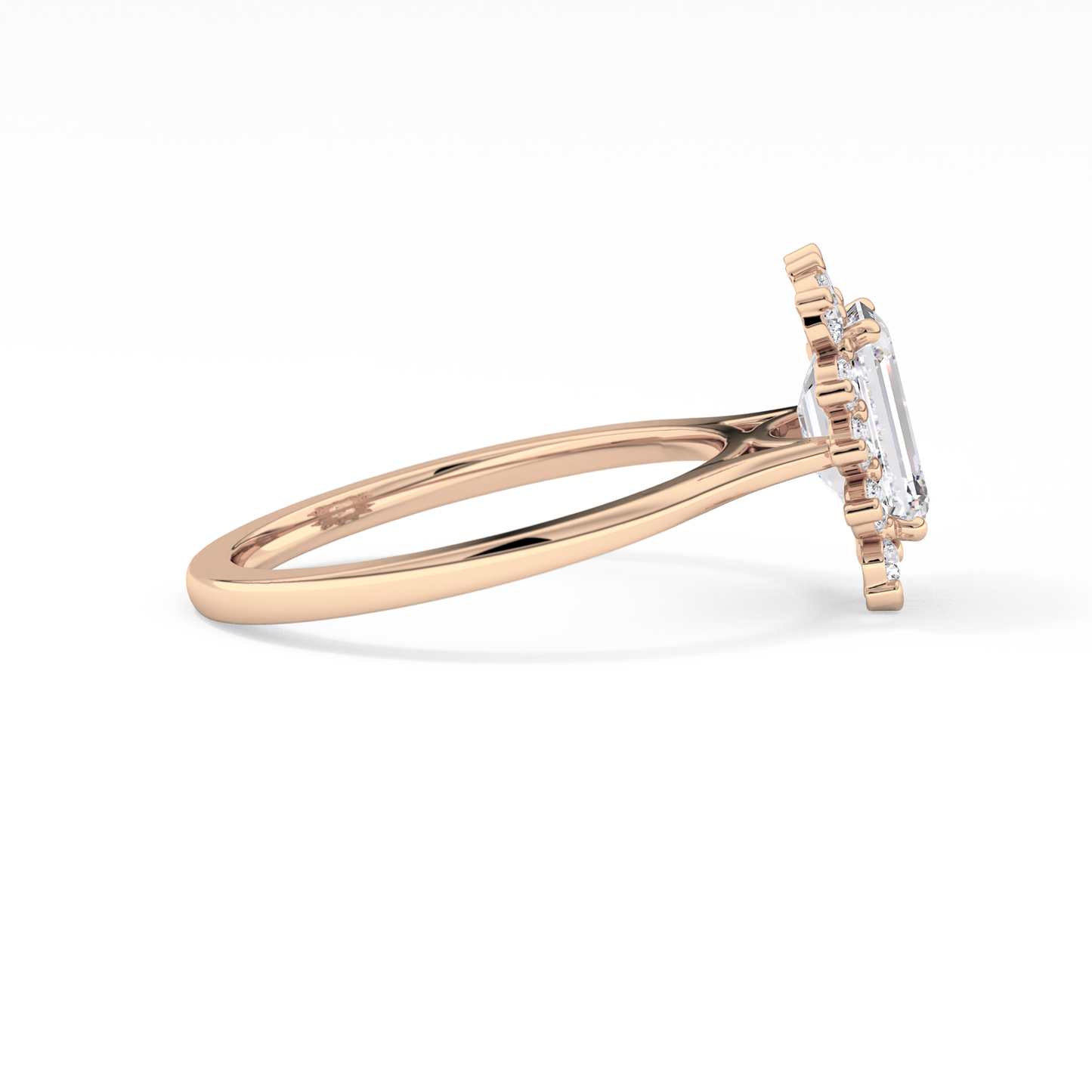 Emerald Cut 1.31 Carat Moissanite Ring – Halo Setting in Gold
