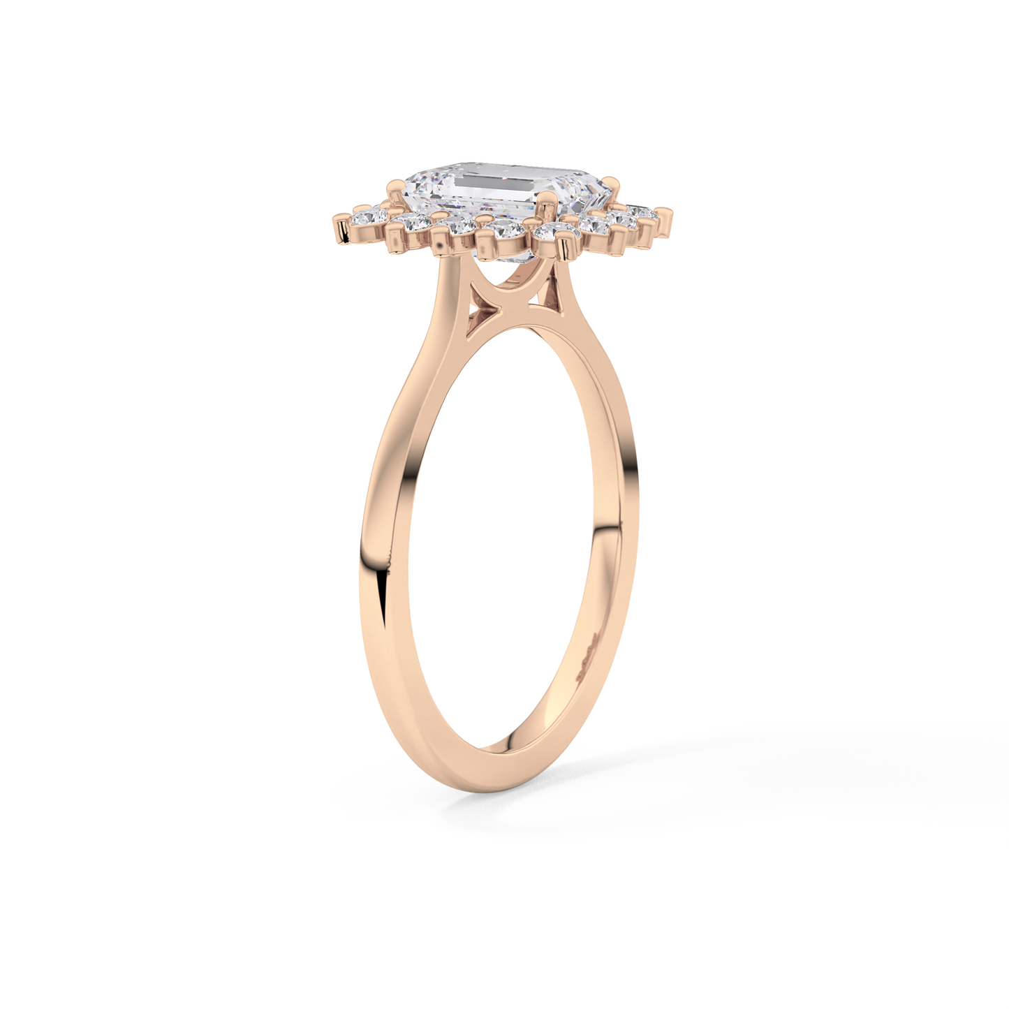 Emerald Cut 1.31 Carat Moissanite Ring – Halo Setting in Gold