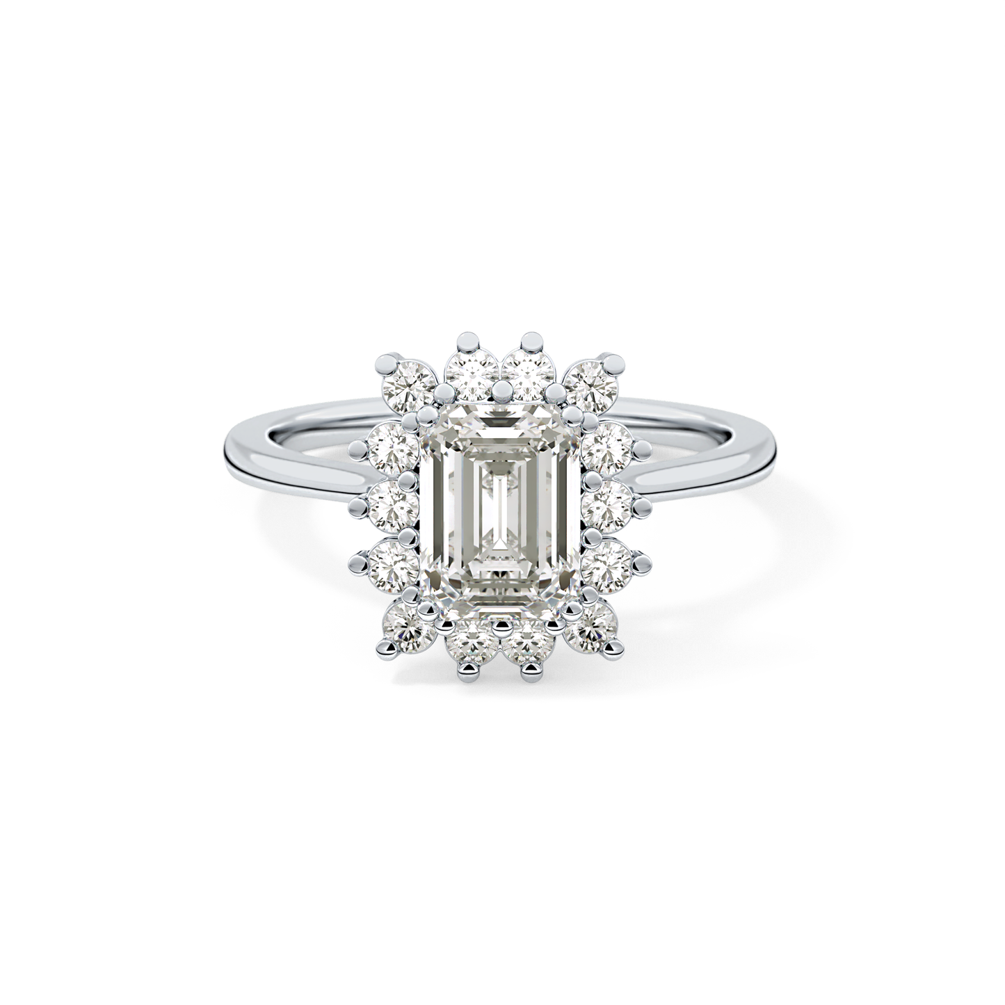 Emerald Cut 1.31 Carat Moissanite Ring – Halo Setting in Gold 7