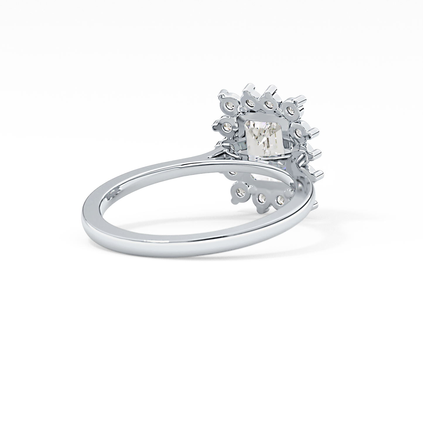 Emerald Cut 1.31 Carat Moissanite Ring – Halo Setting in Gold 8