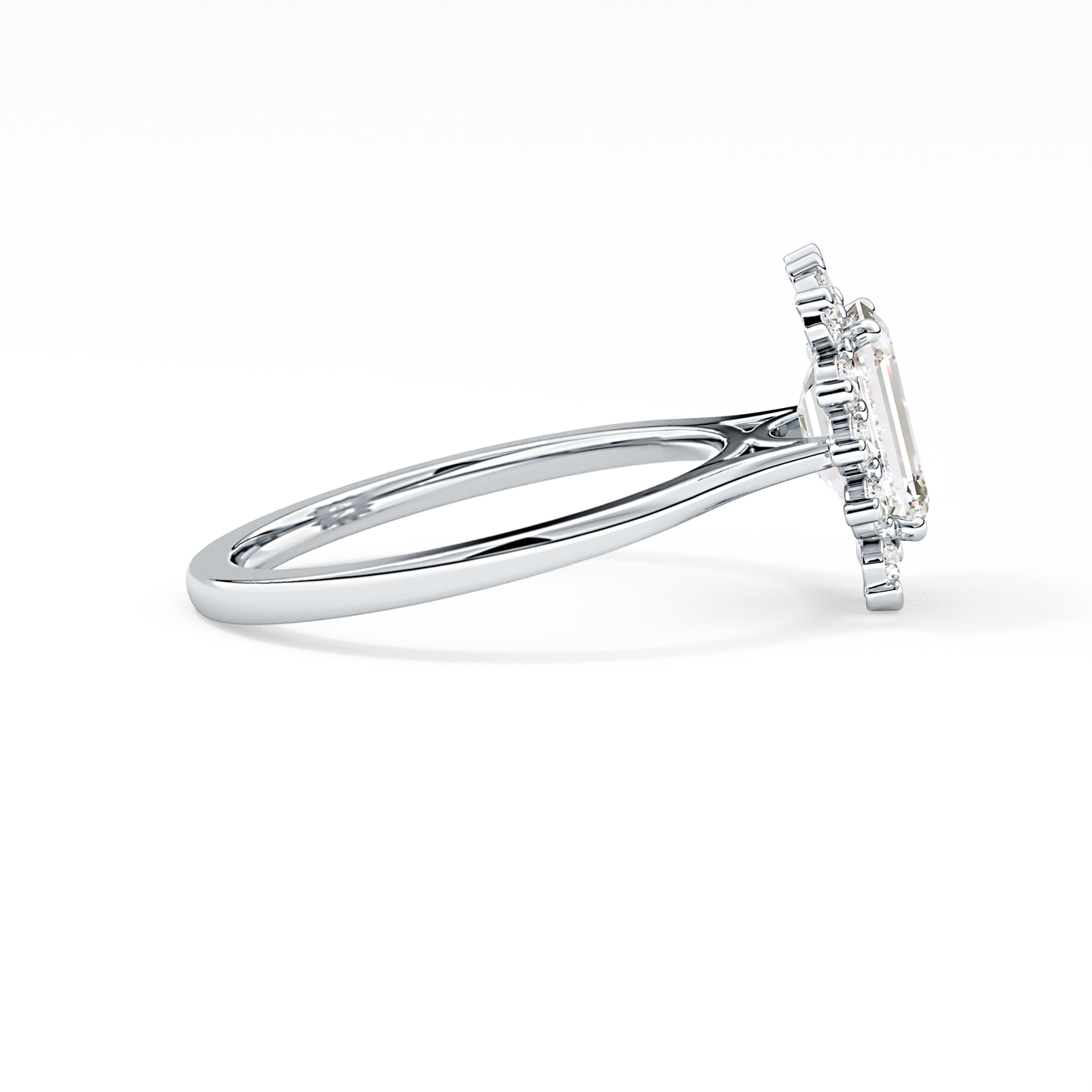 Emerald Cut 1.31 Carat Moissanite Ring – Halo Setting in Gold 3