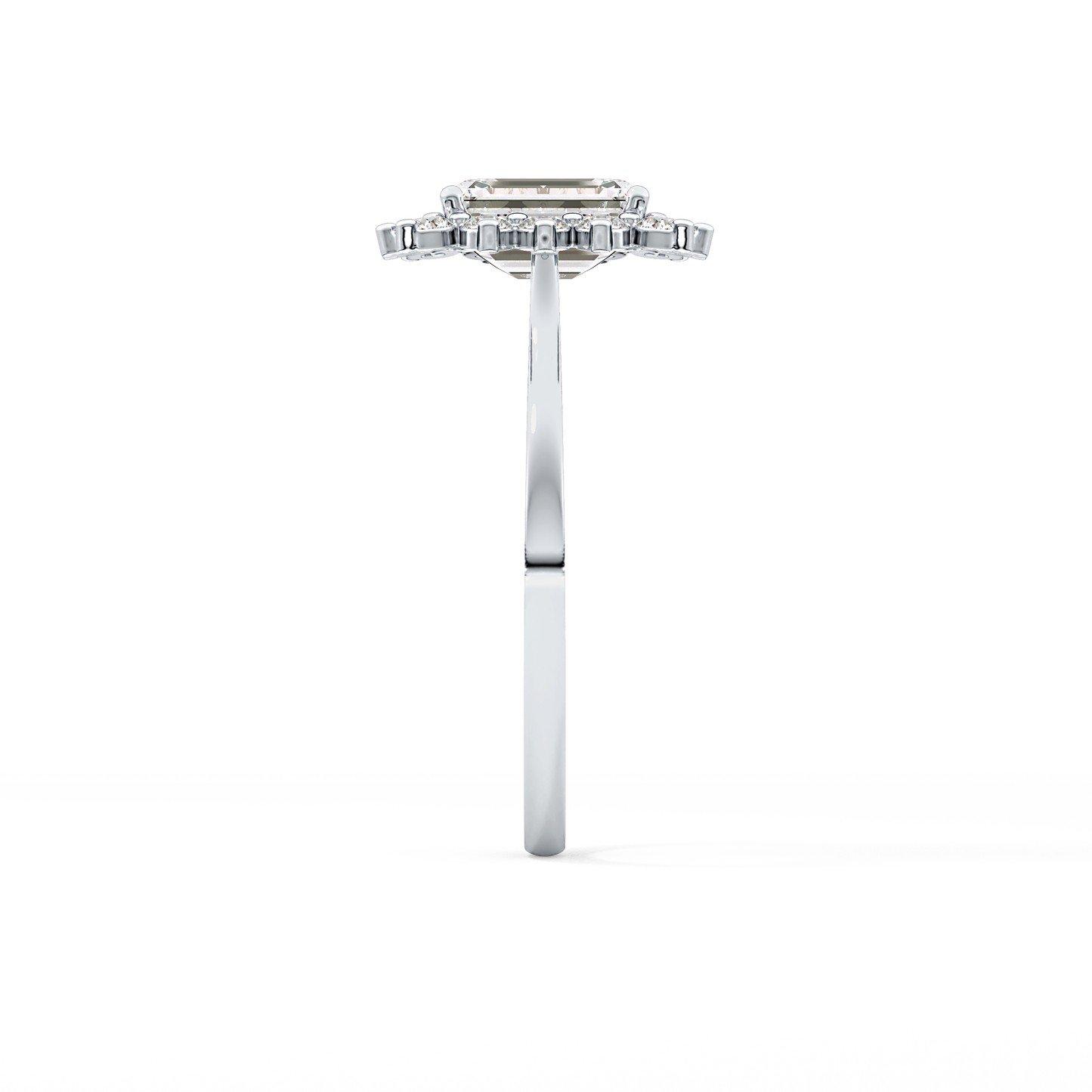 Emerald Cut 1.31 Carat Moissanite Ring – Halo Setting in Gold 10