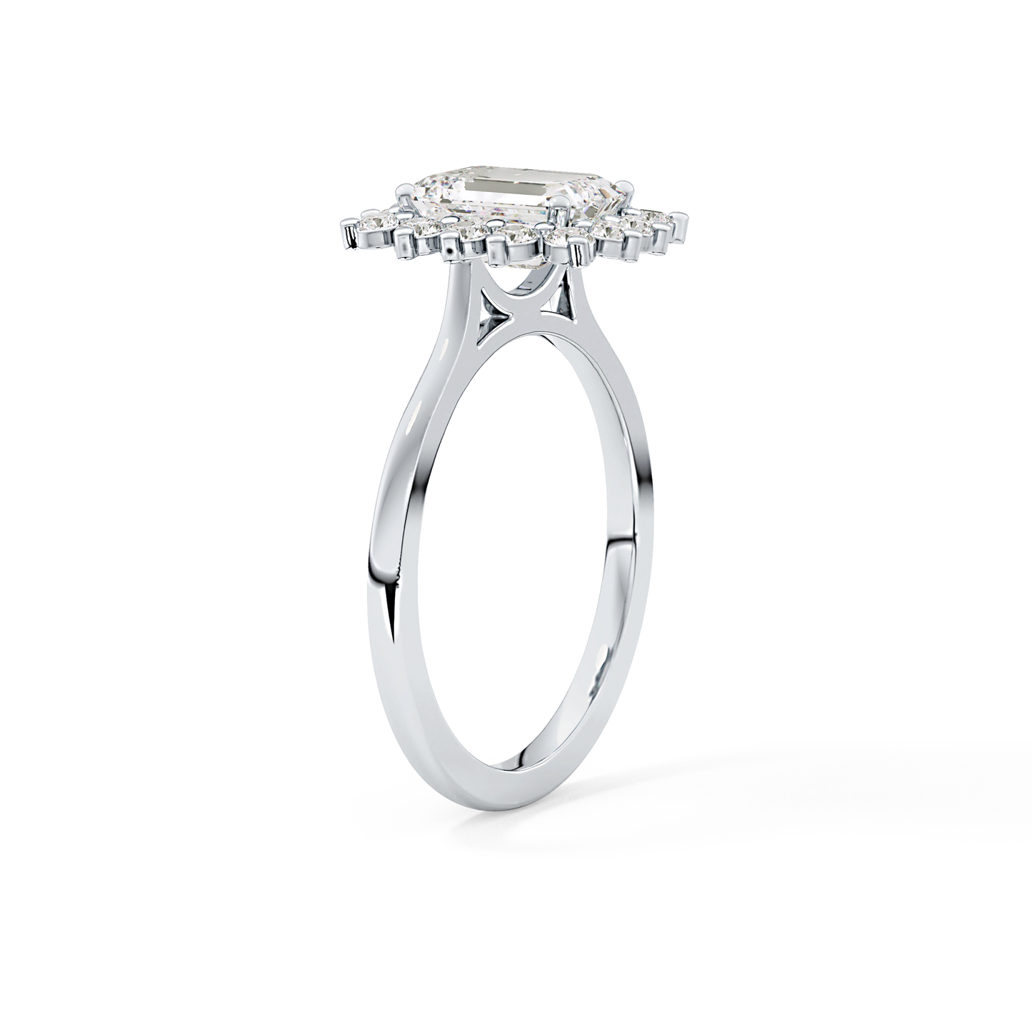 Emerald Cut 1.31 Carat Moissanite Ring – Halo Setting in Gold 5