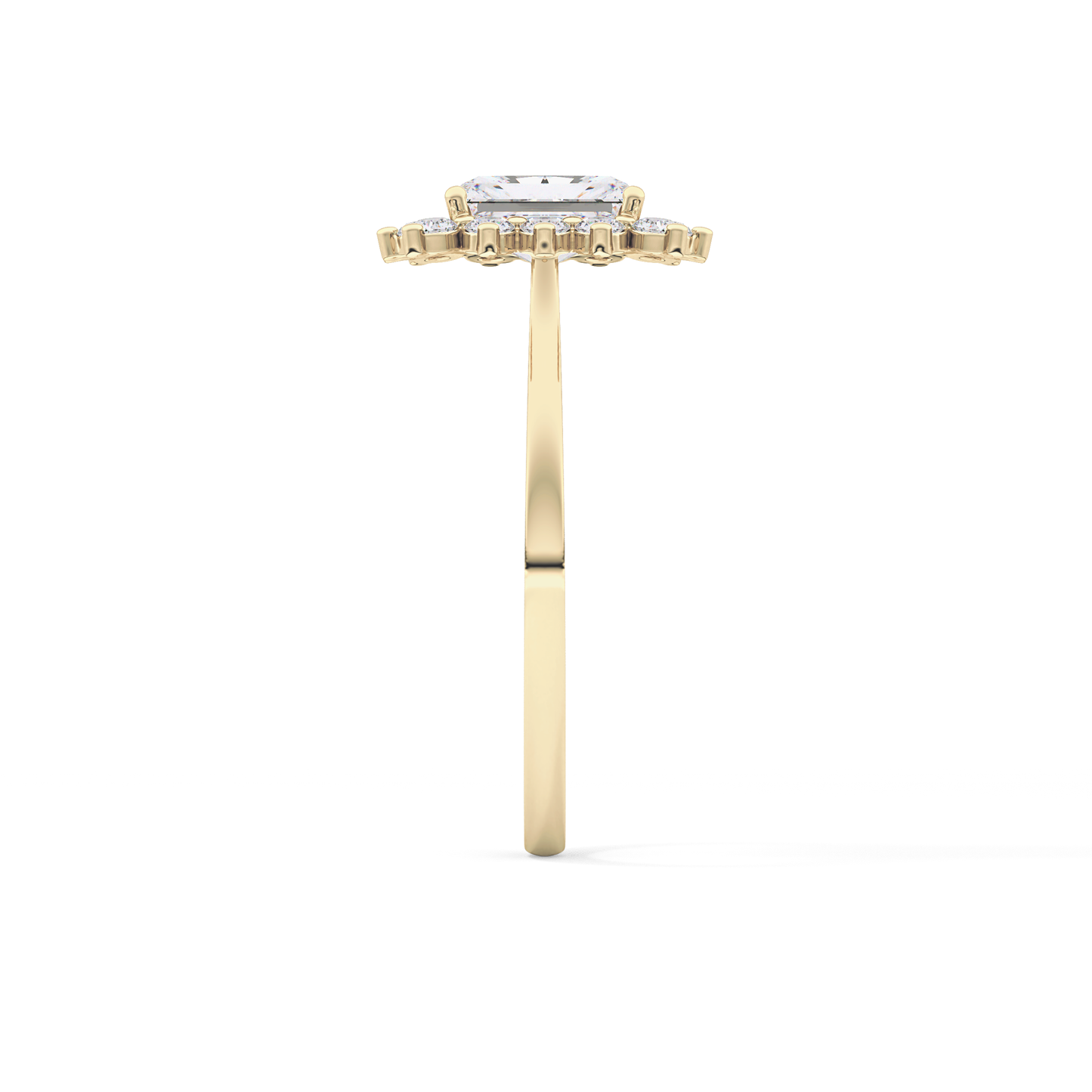 Radiant Cut 1.21 Carat Moissanite Ring – Halo Setting in Gold