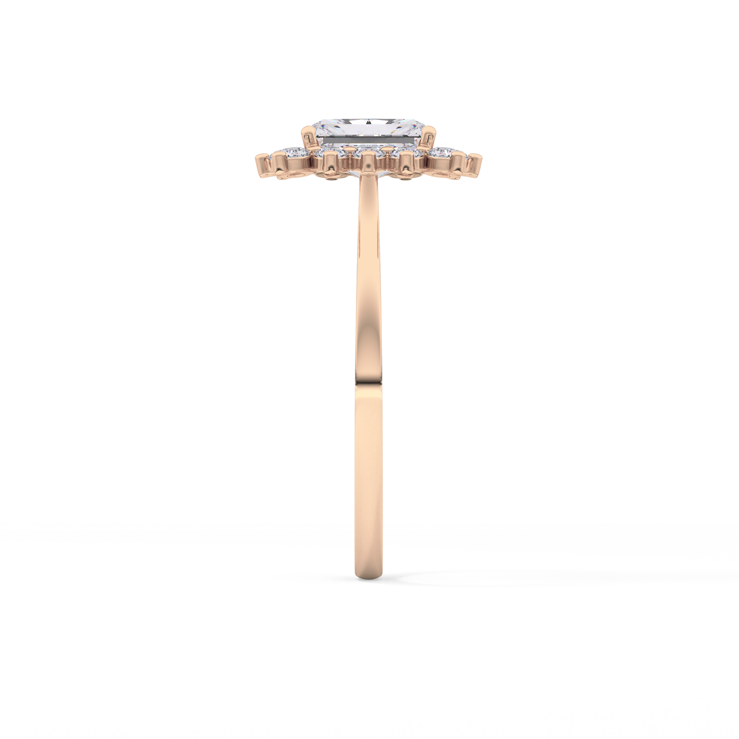 Radiant Cut 1.21 Carat Moissanite Ring – Halo Setting in Gold