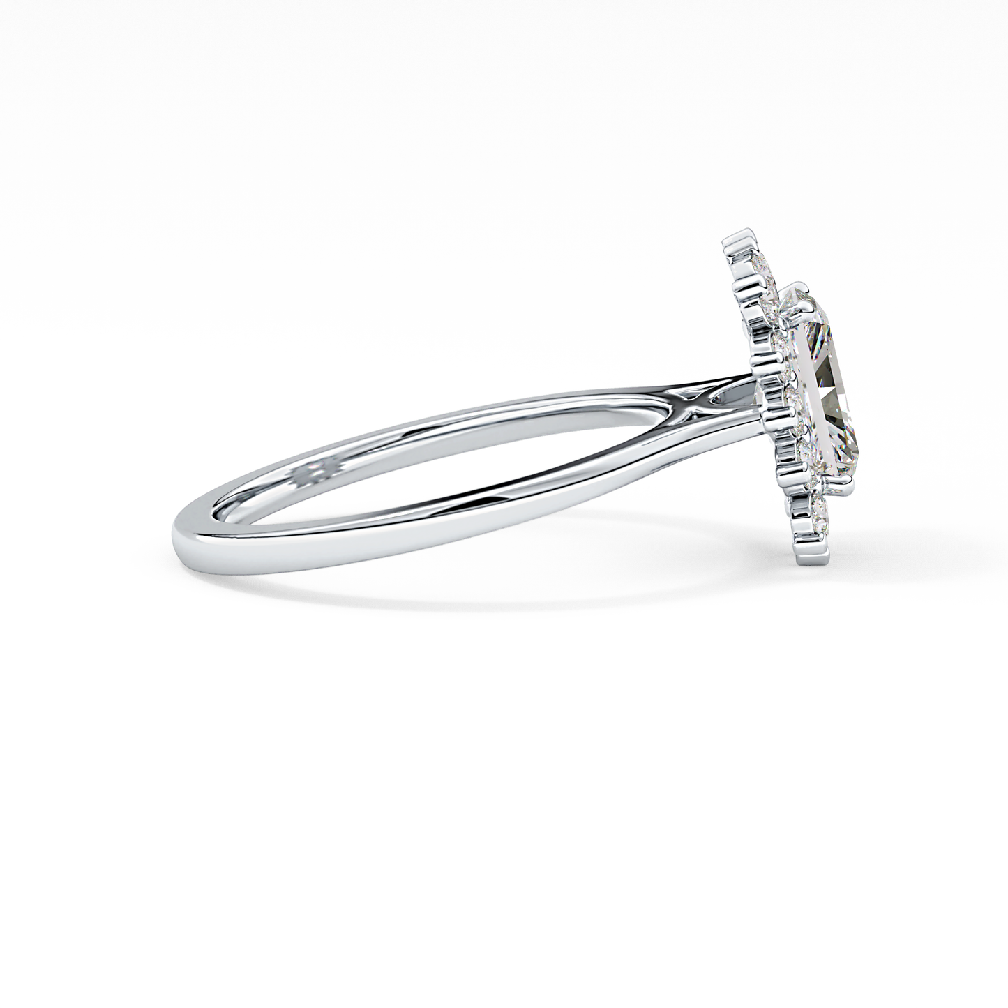Radiant Cut 1.21 Carat Moissanite Ring – Halo Setting in Gold