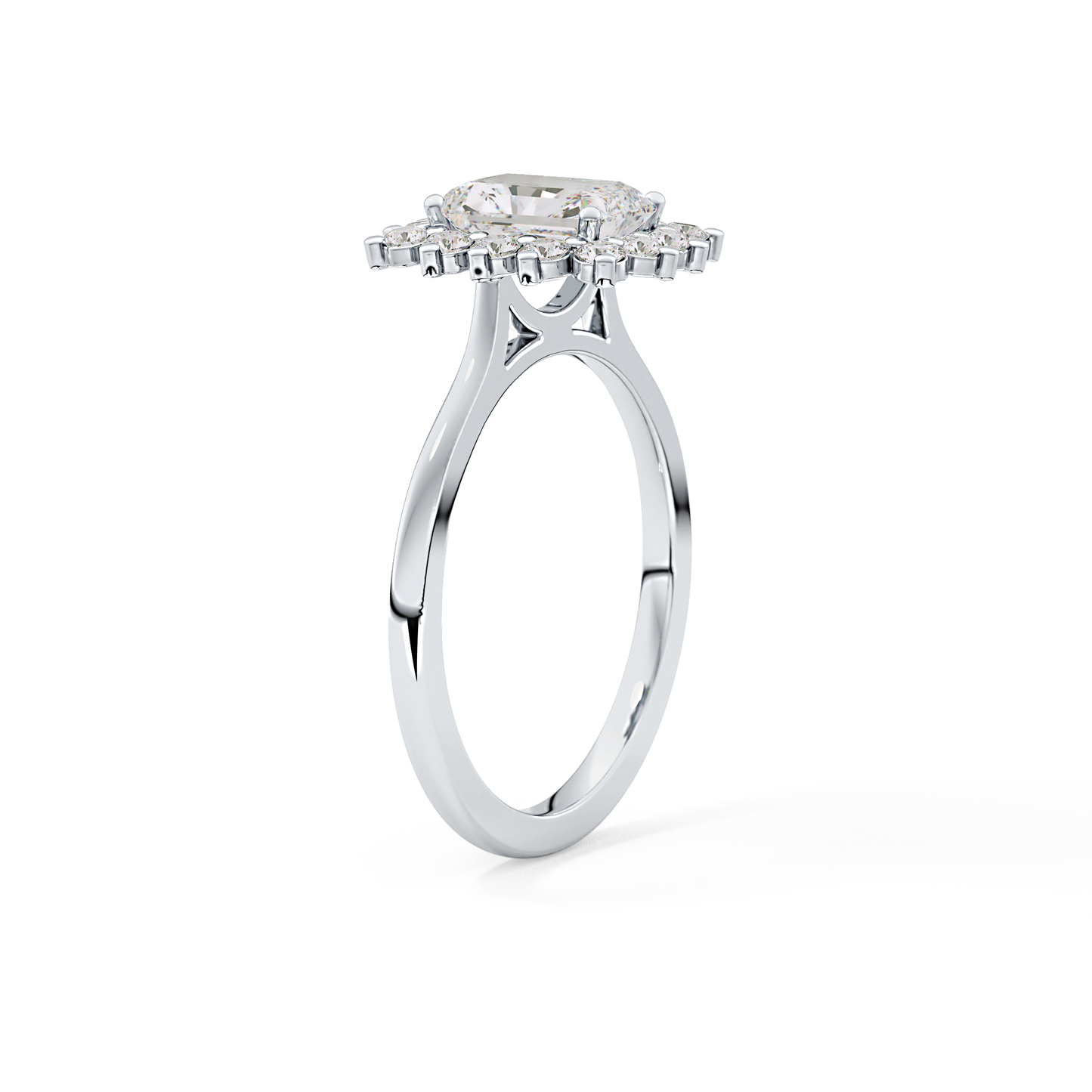 Radiant Cut 1.21 Carat Moissanite Ring – Halo Setting in Gold