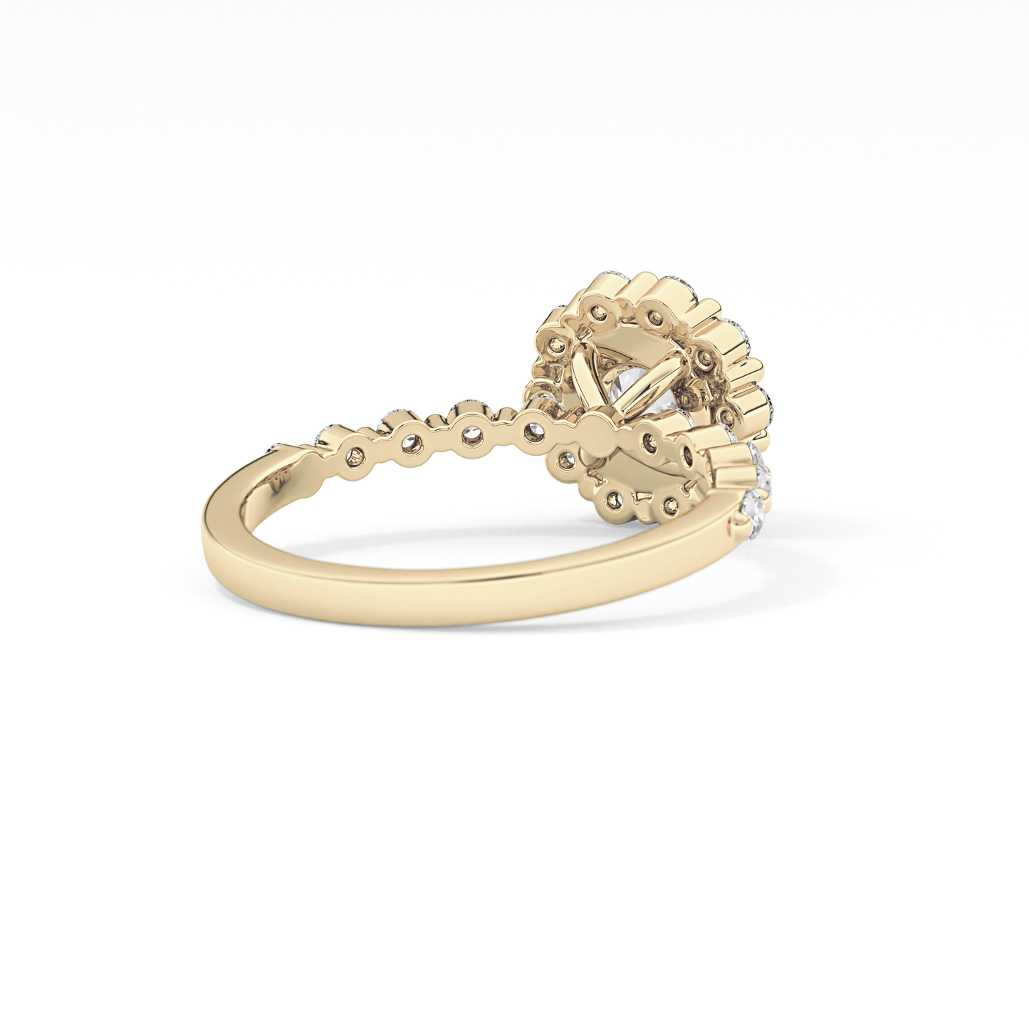 Radiant Cut 1.03 Carat Moissanite Ring – Halo and Pave Setting in Gold