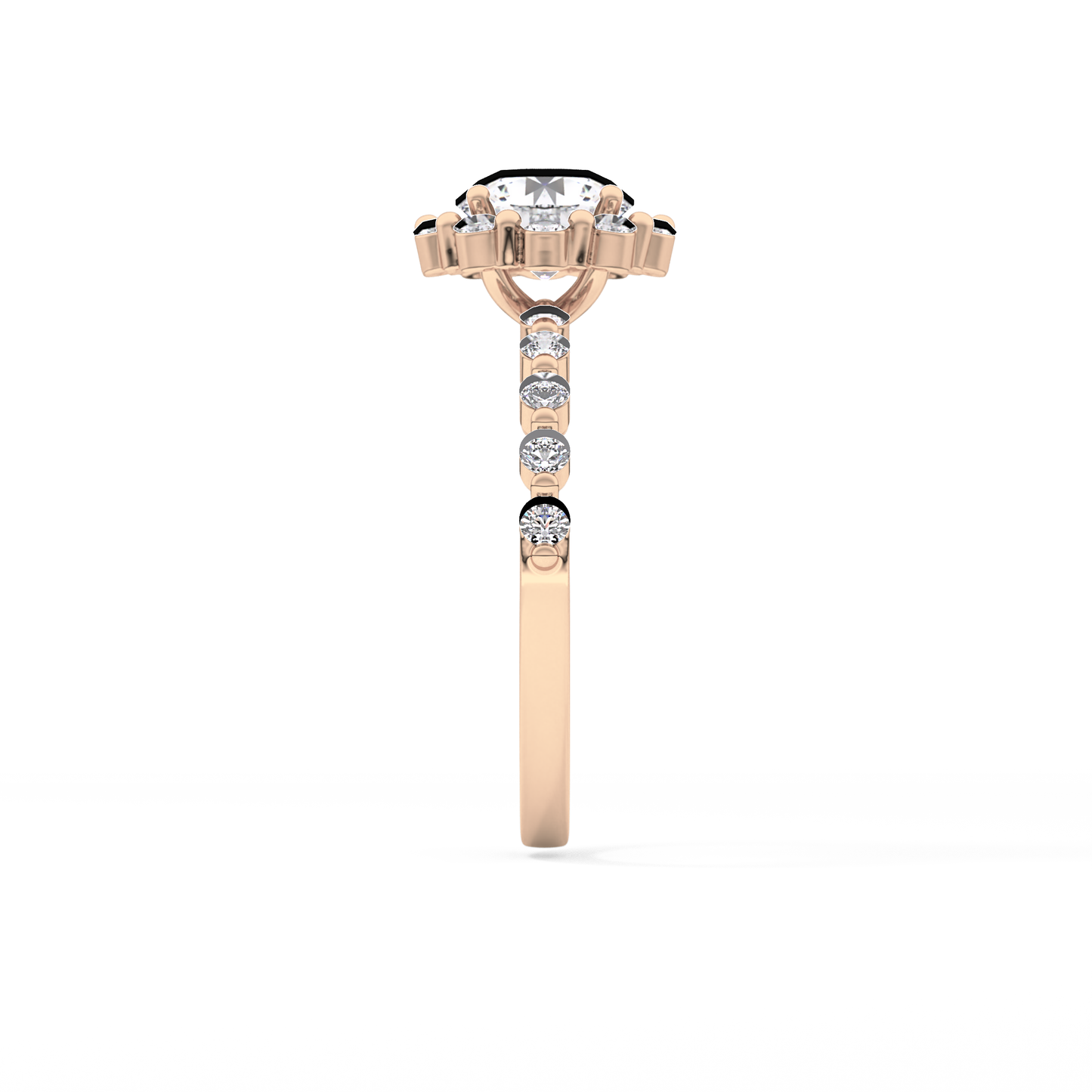 Radiant Cut 1.03 Carat Moissanite Ring – Halo and Pave Setting in Gold