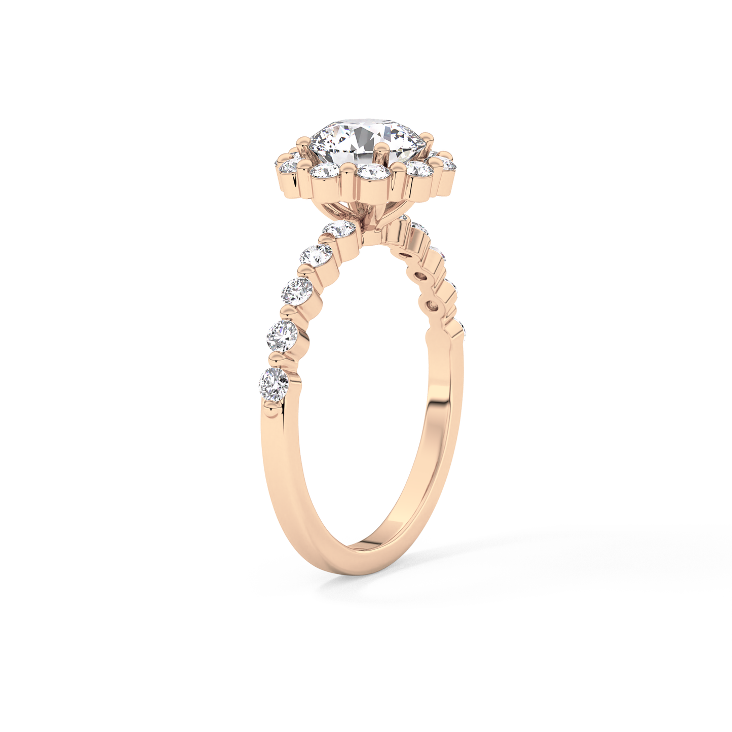 Radiant Cut 1.03 Carat Moissanite Ring – Halo and Pave Setting in Gold