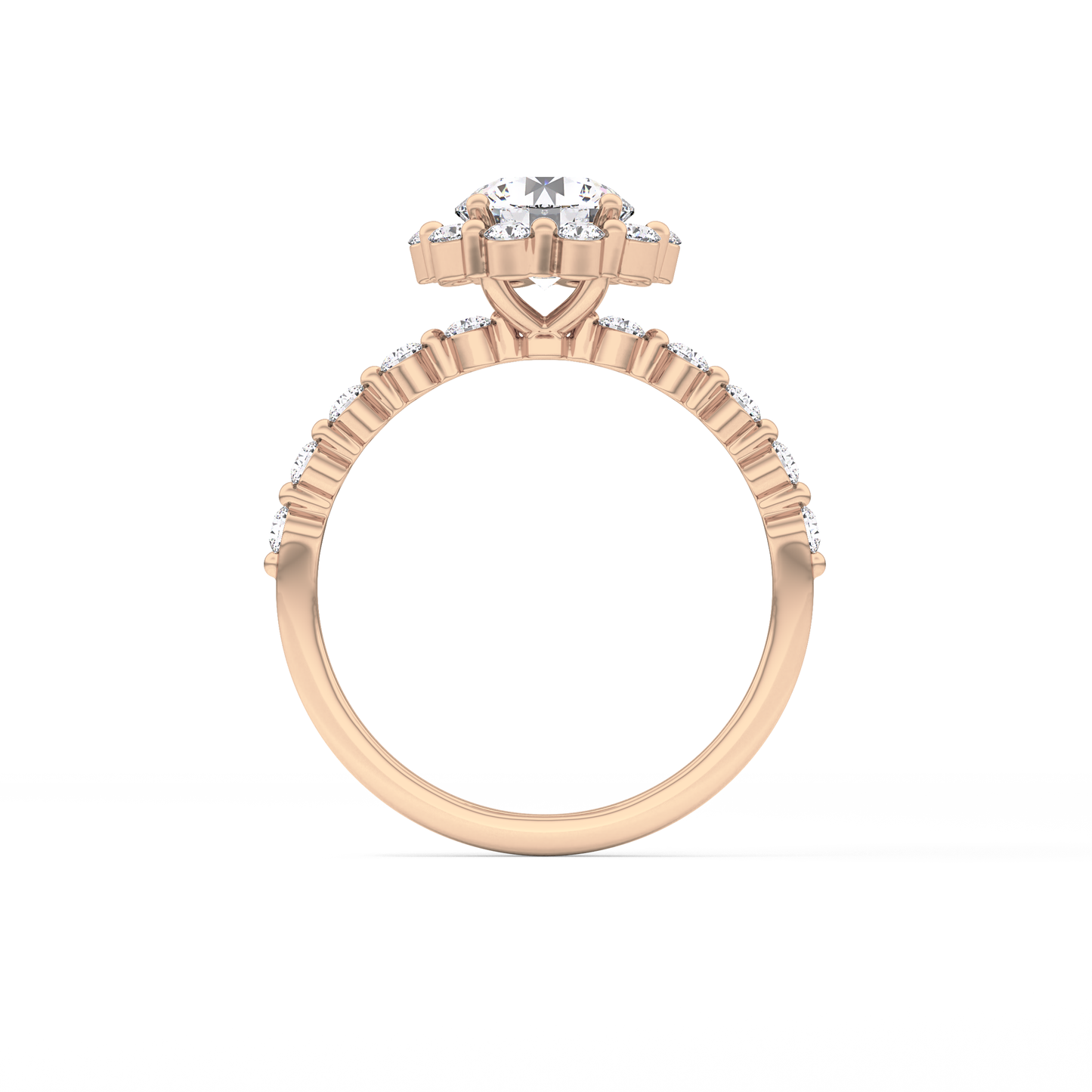 Radiant Cut 1.03 Carat Moissanite Ring – Halo and Pave Setting in Gold